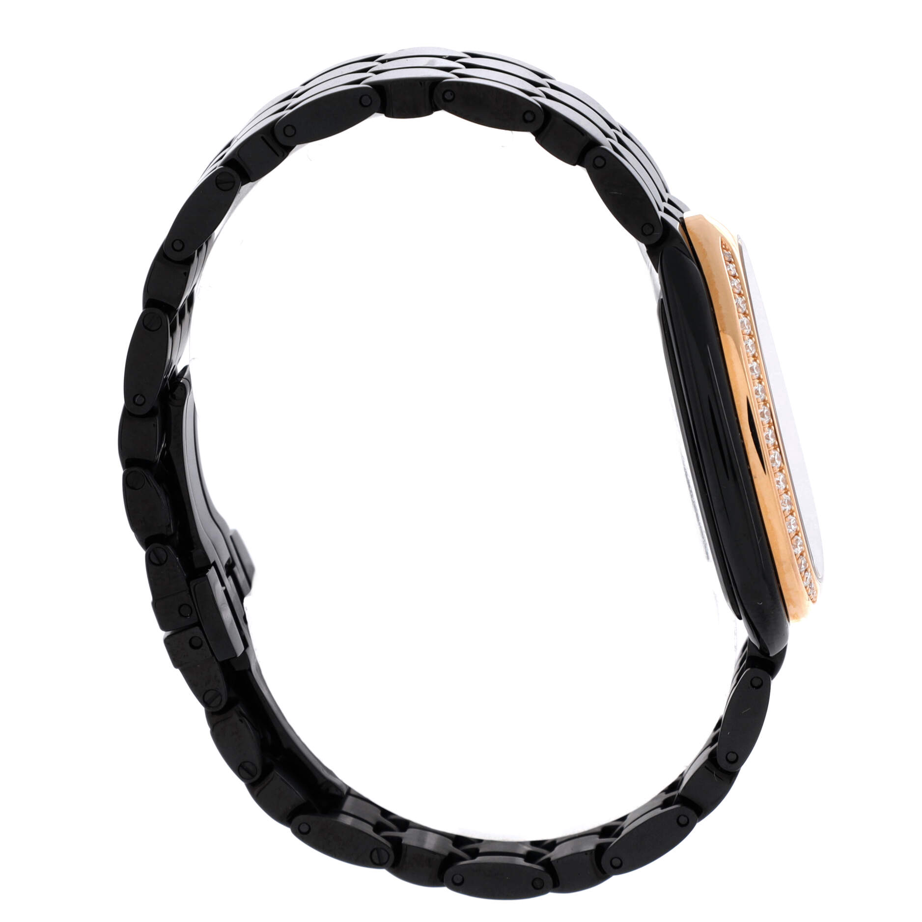 Serpenti Seduttori Quartz Watch Ceramic and Rose Gold with Diamond Bezel 25