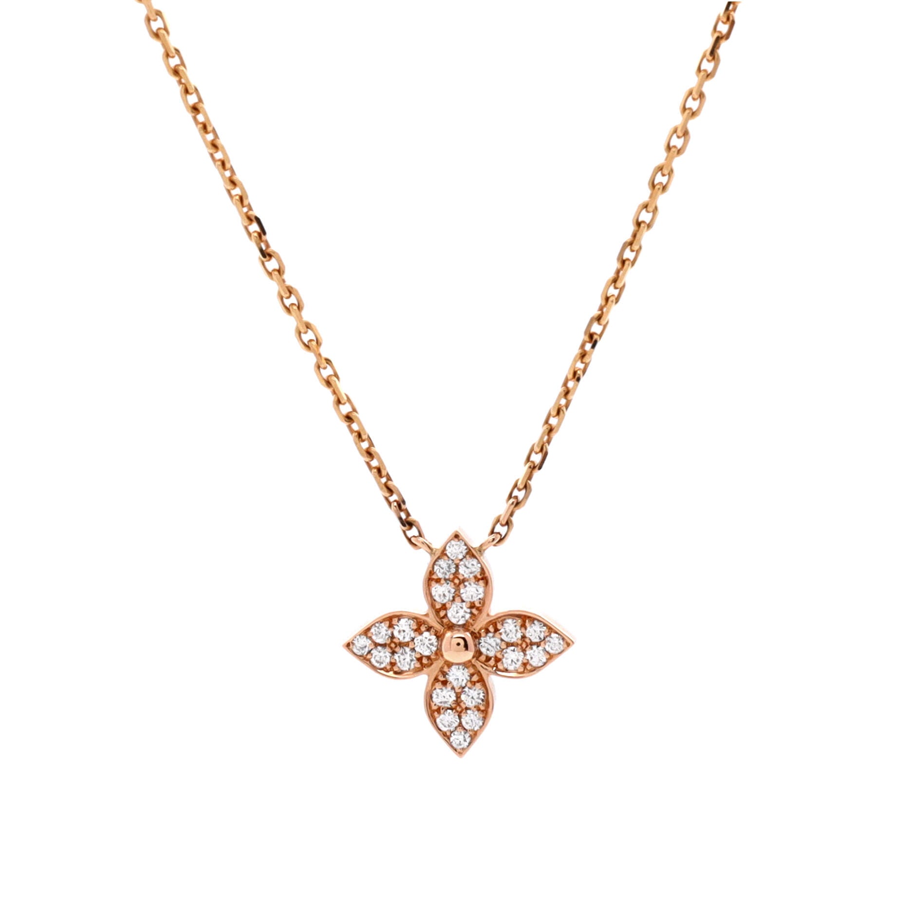 Star Blossom Pendant Necklace 18K Rose Gold and Diamonds