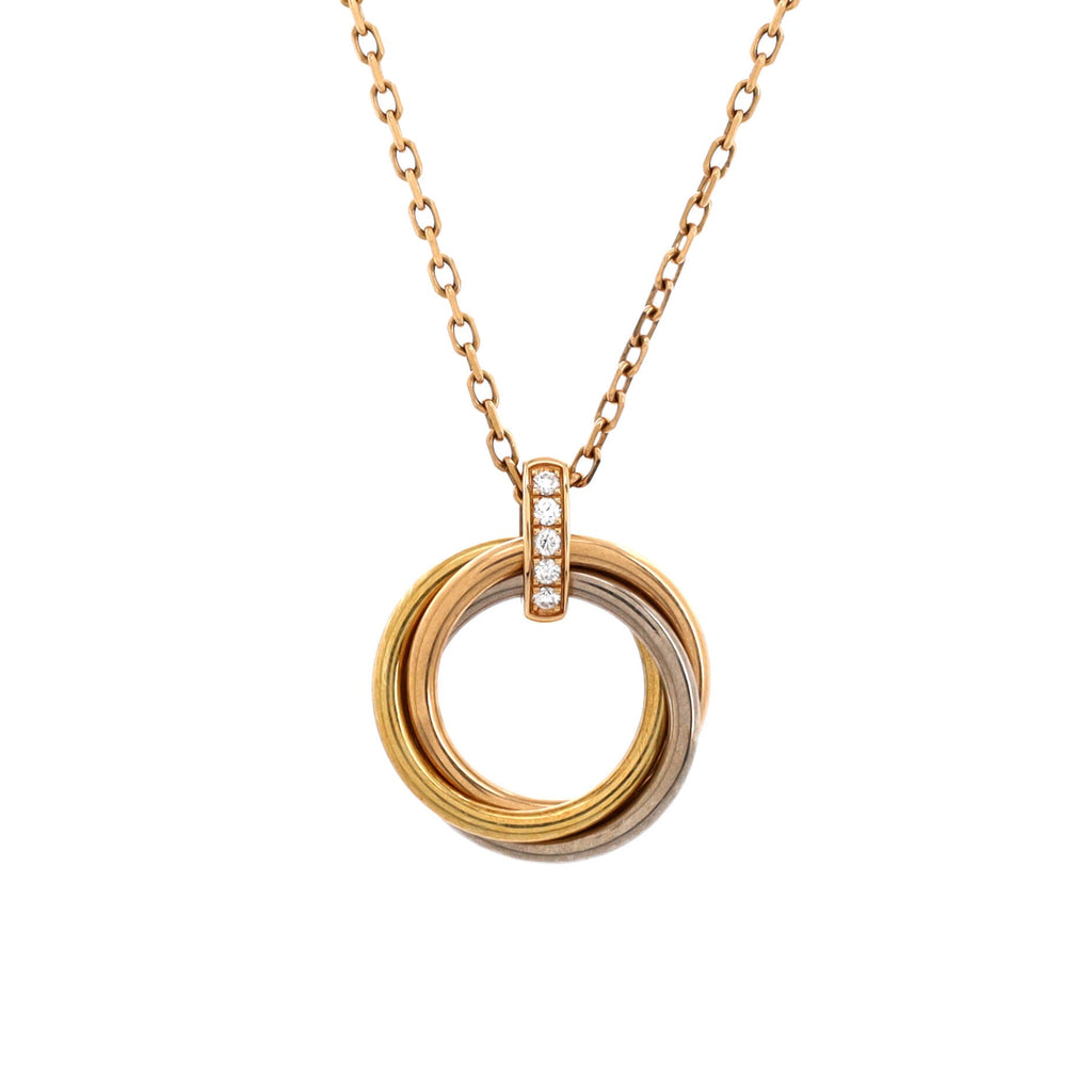 Trinity Pendant Necklace 18K Tricolor Gold and Diamonds