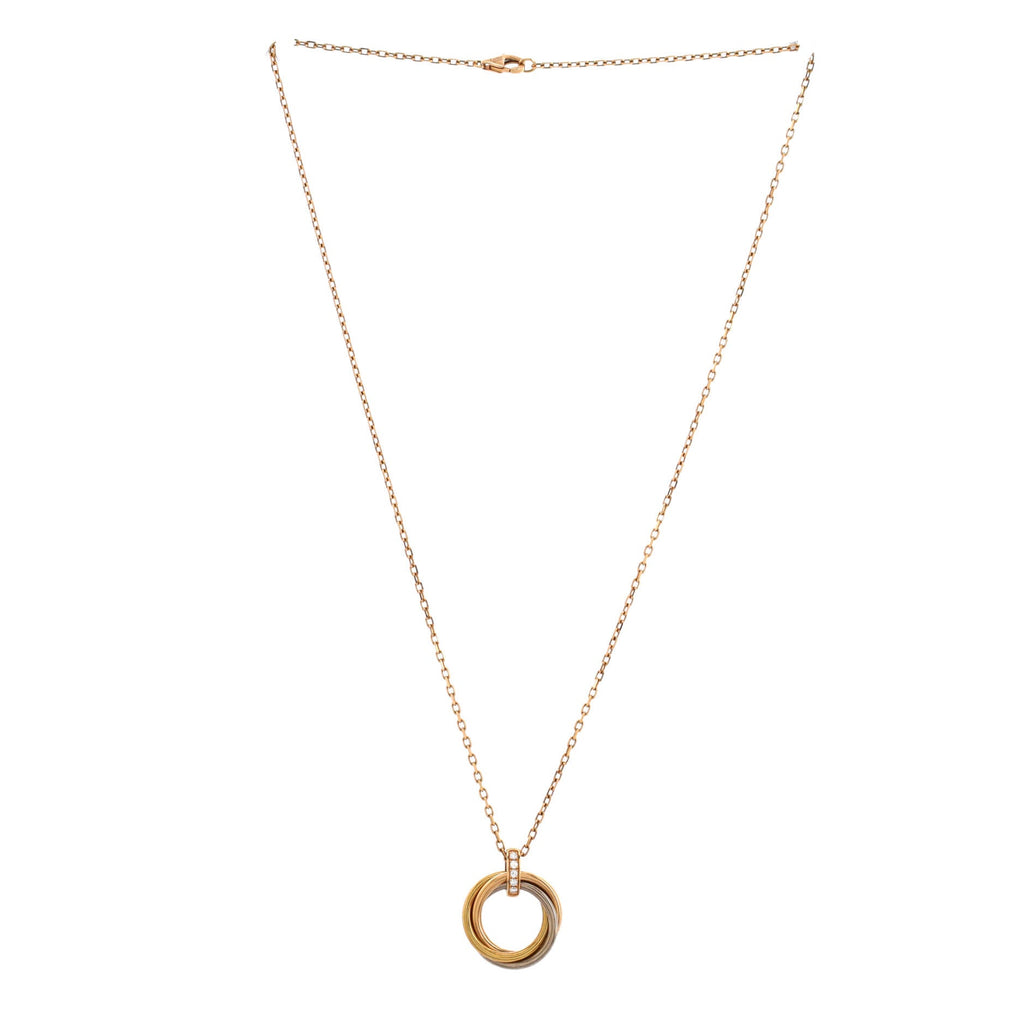 Trinity Pendant Necklace 18K Tricolor Gold and Diamonds