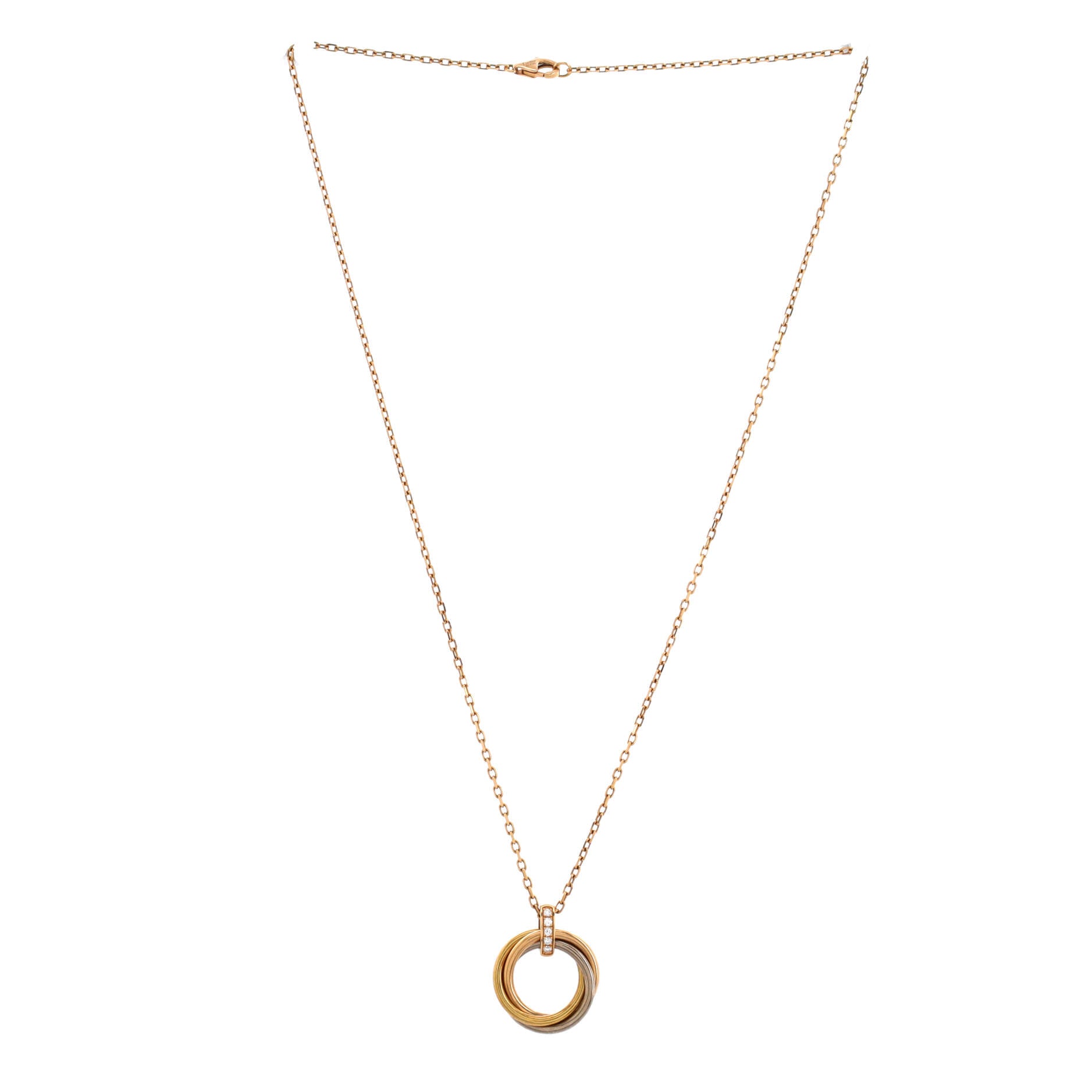 Trinity Pendant Necklace 18K Tricolor Gold and Diamonds