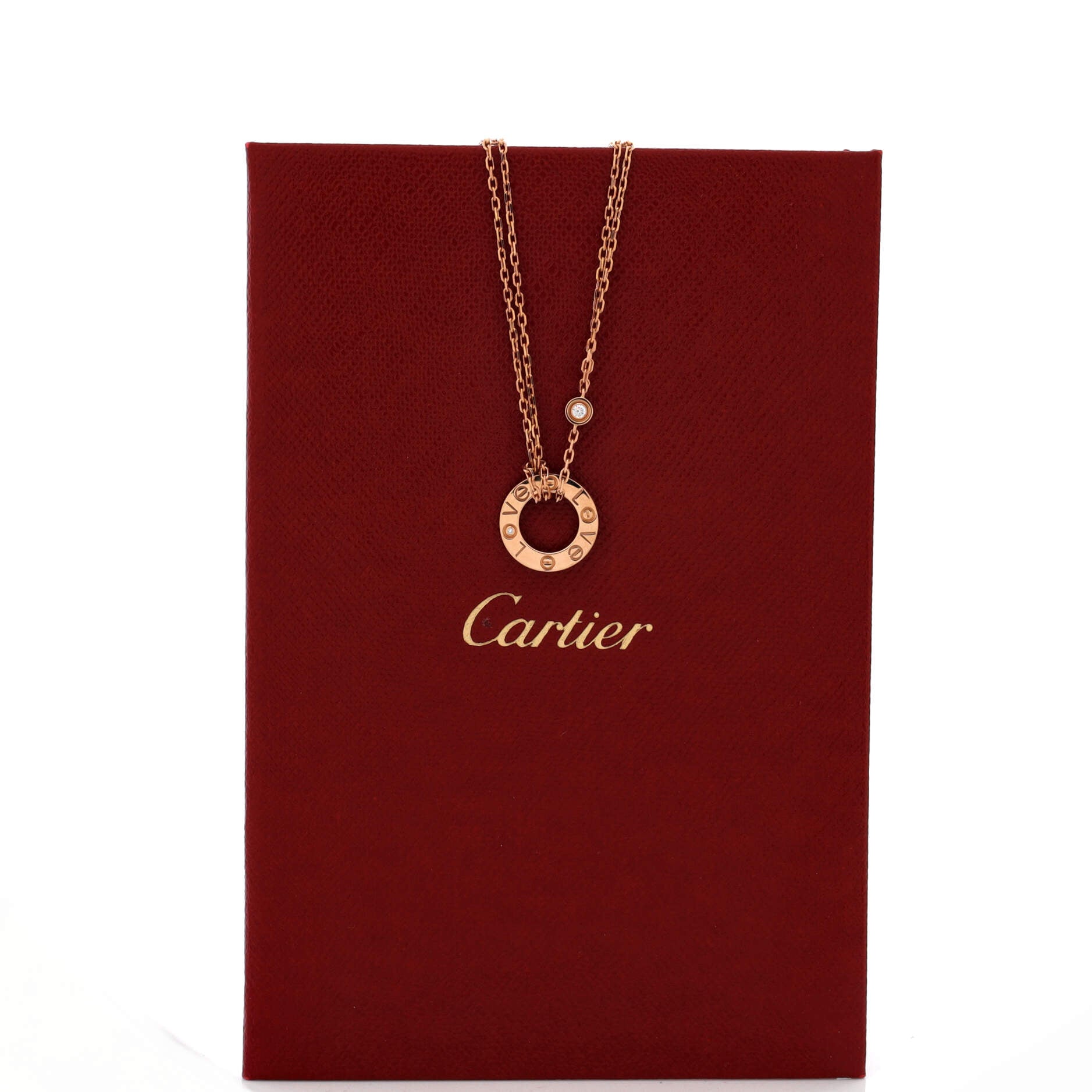 2 Diamonds Love Pendant Necklace 18K Rose Gold and Diamonds