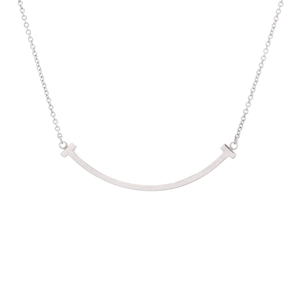 T Smile Pendant Necklace 18K White Gold Small