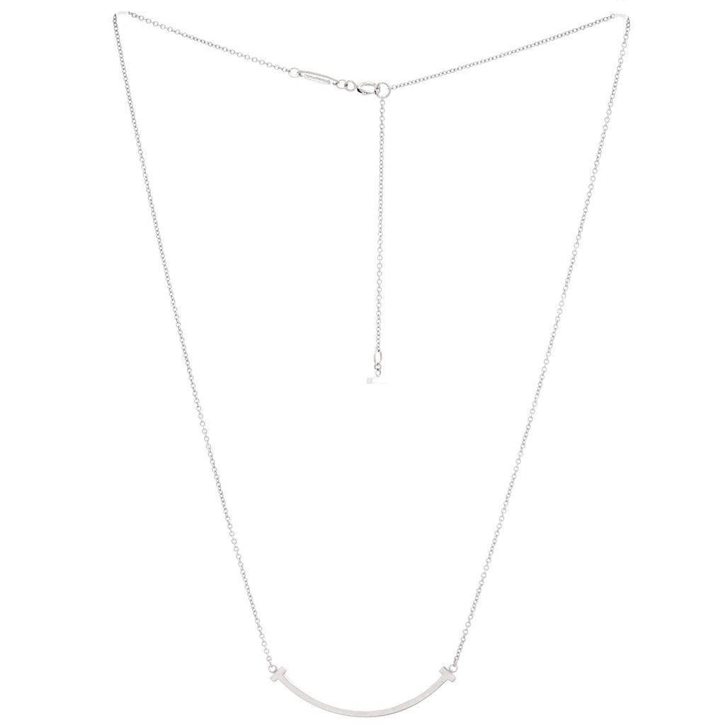T Smile Pendant Necklace 18K White Gold Small