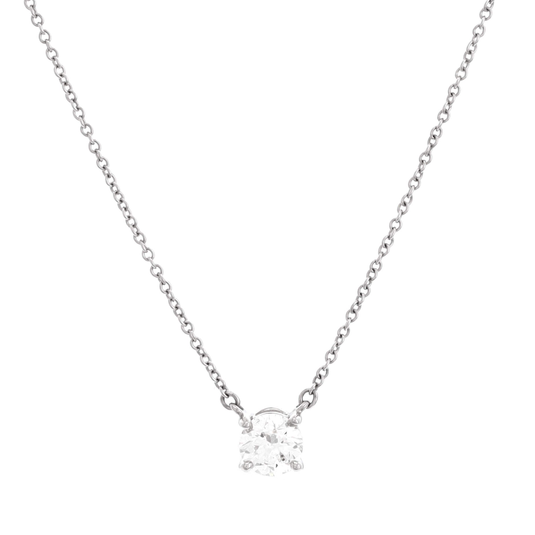 Solitaire Pendant Necklace Platinum with RBC Diamond .61CT