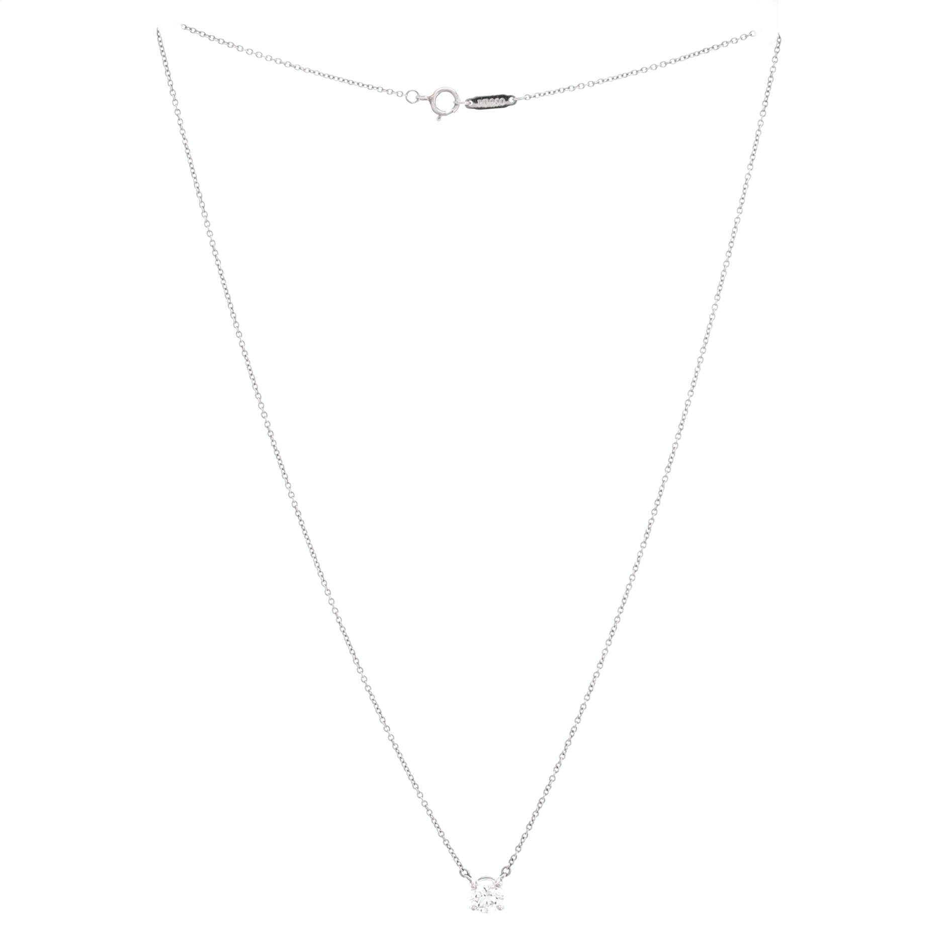 Solitaire Pendant Necklace Platinum with RBC Diamond .61CT