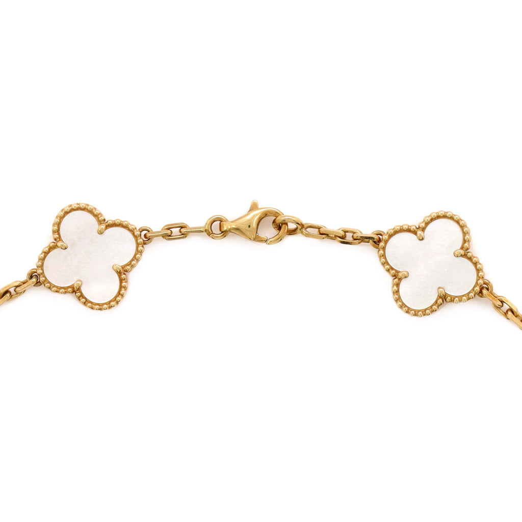 Vintage Alhambra 10 Motifs Necklace 18K Yellow Gold and Mother of Pearl