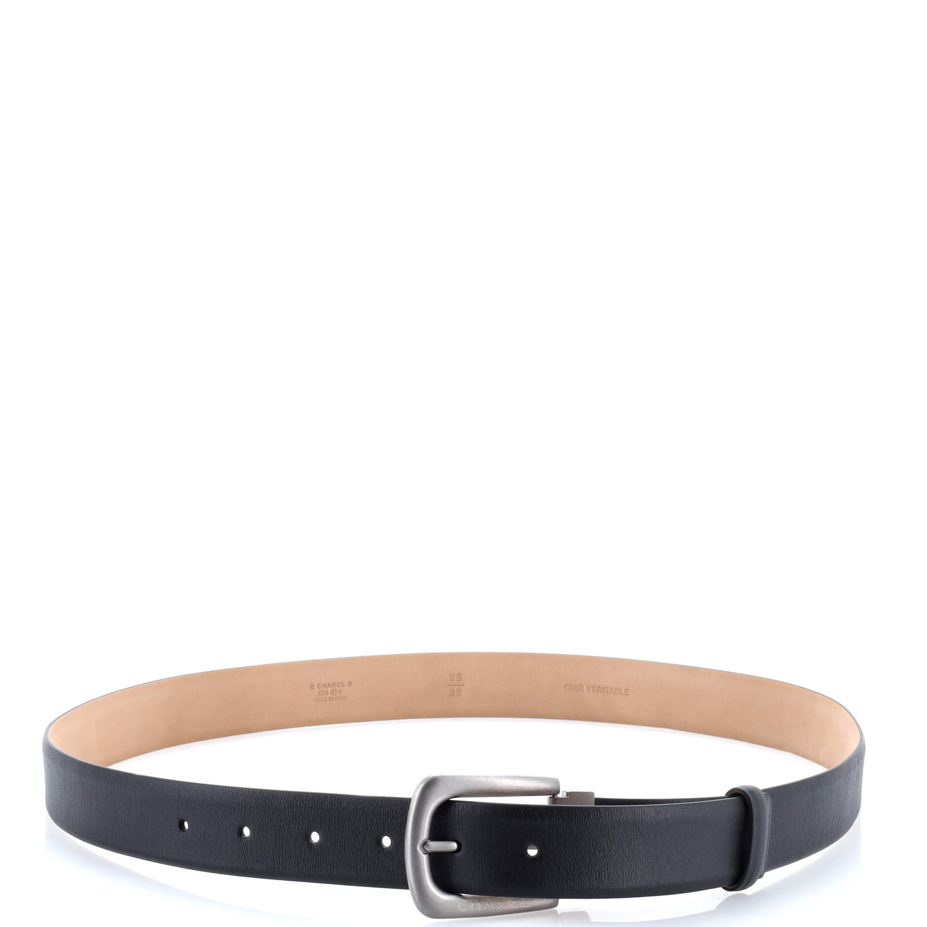 Buckle Belt CC Embossed Leather Thin