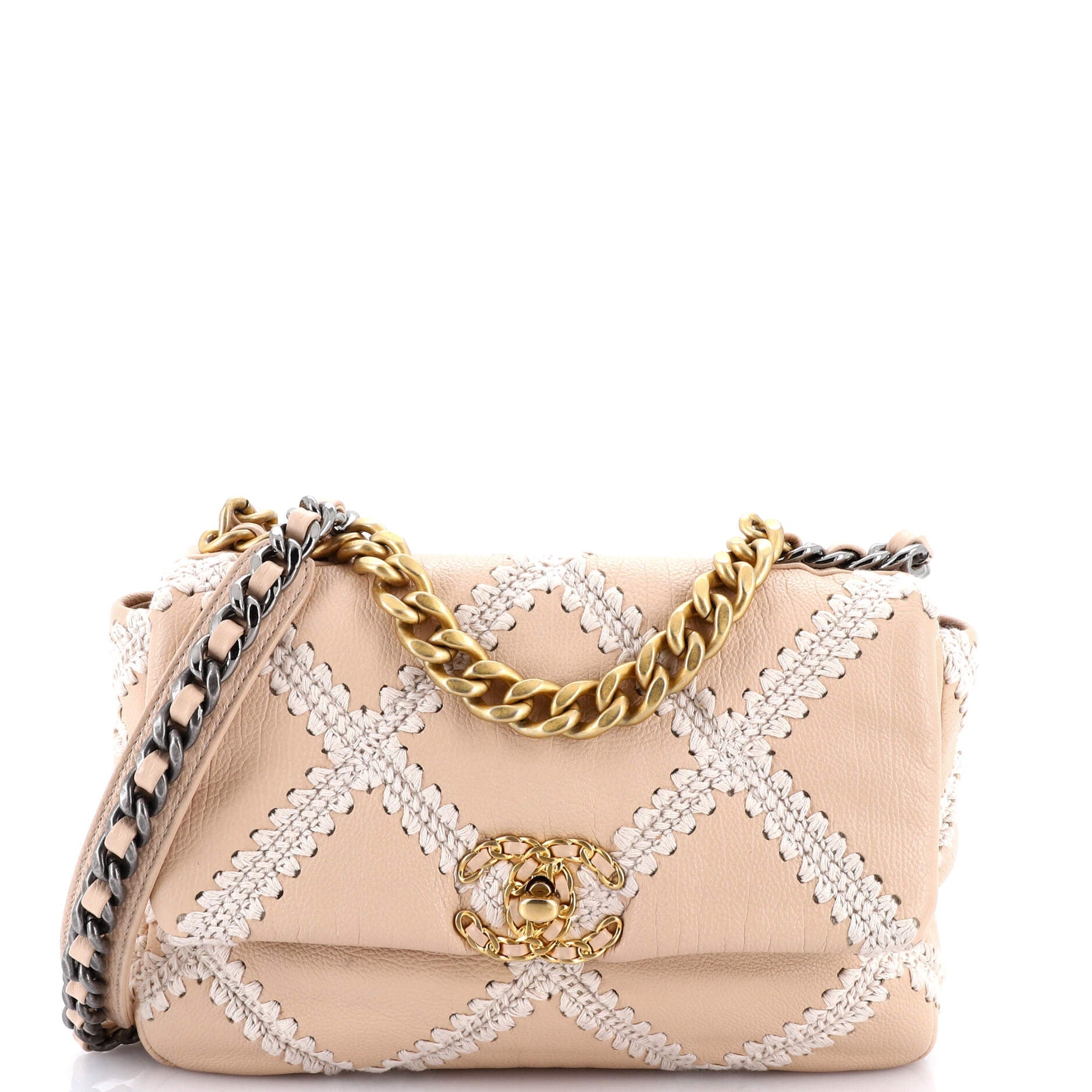 19 Flap Bag Crochet Quilted Calfskin Medium