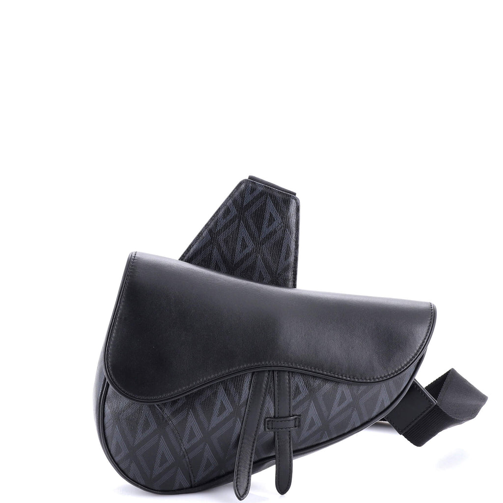 Saddle Crossbody Bag CD Diamond Coated Canvas and Leather
