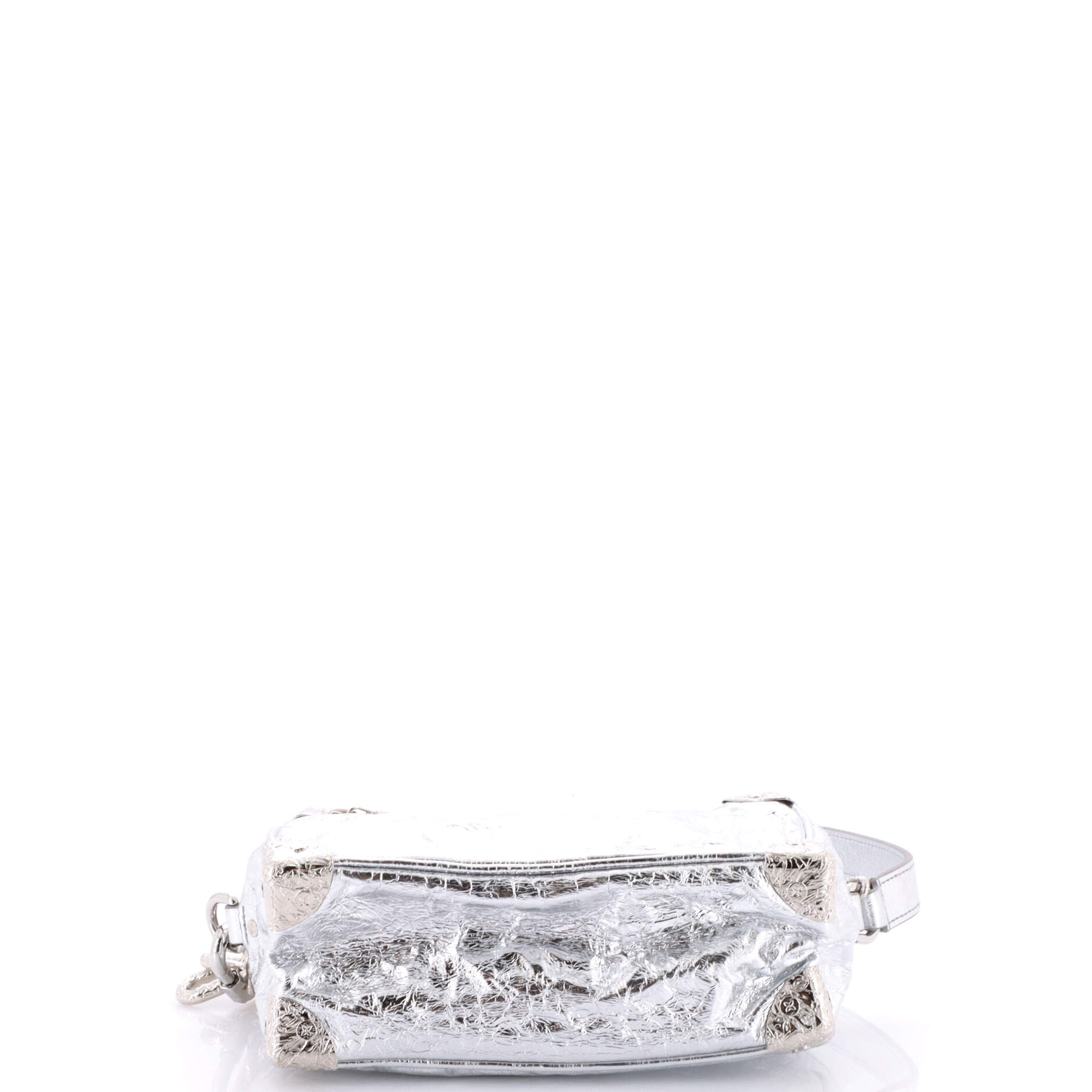 Soft Trunk Bag Crushed Metallic Calfskin Leather Mini