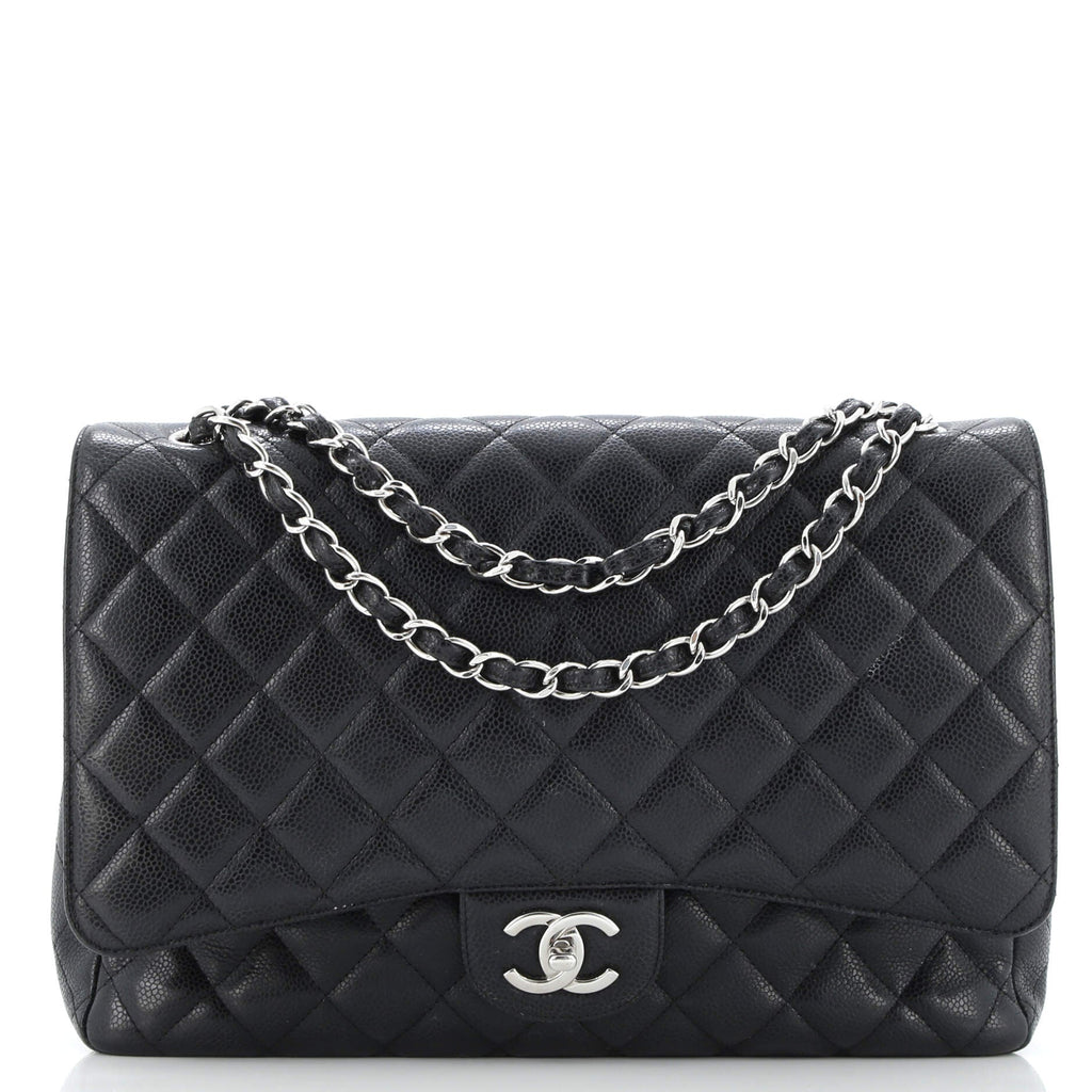 Classic Double Flap Bag Quilted Caviar Maxi