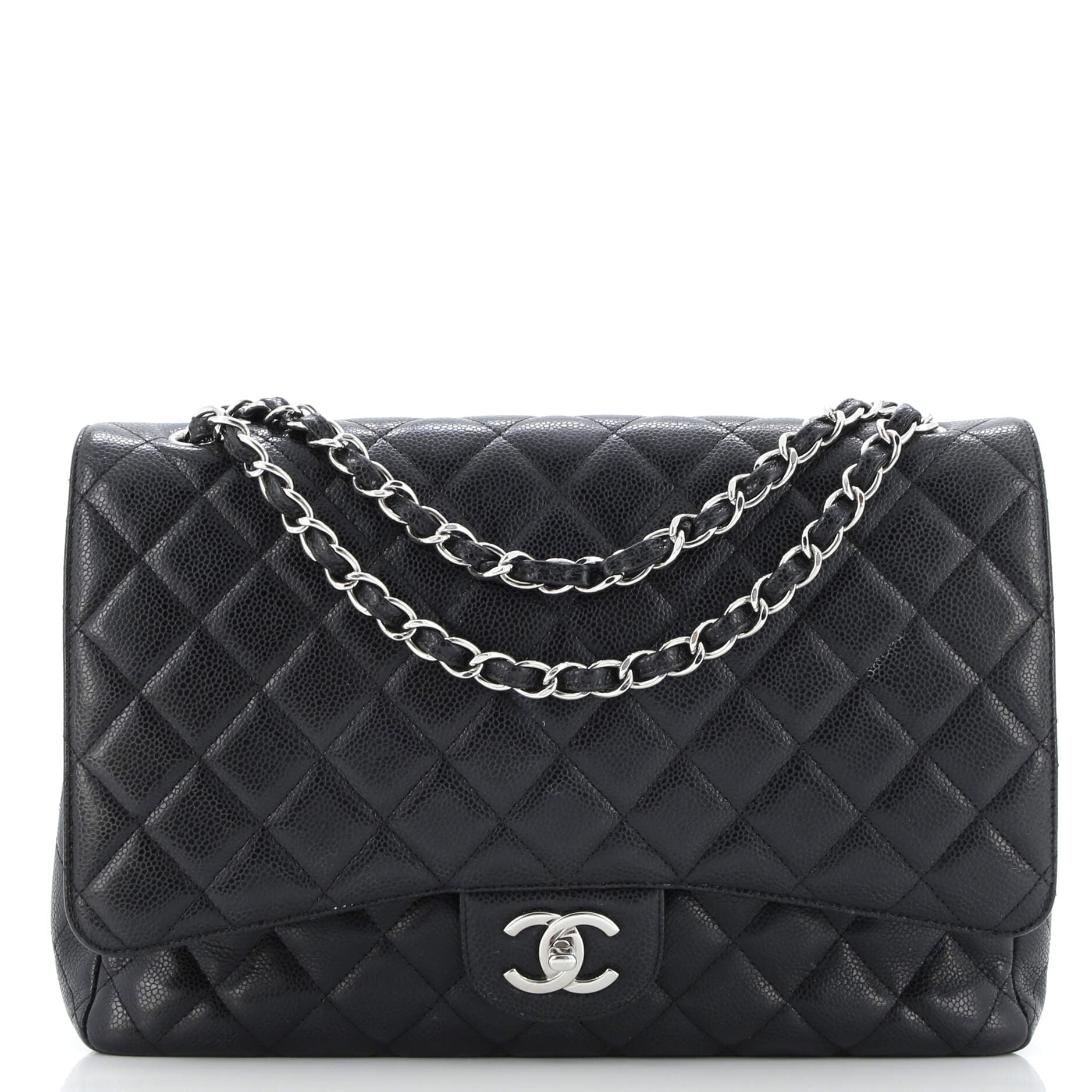 Classic Double Flap Bag Quilted Caviar Maxi