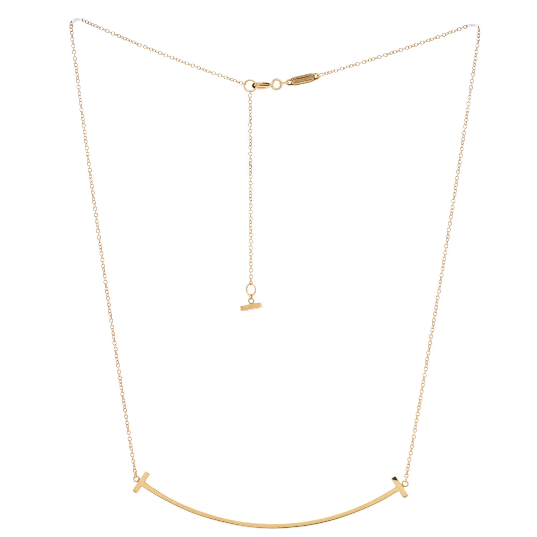 T Smile Pendant Necklace 18K Yellow Gold Large