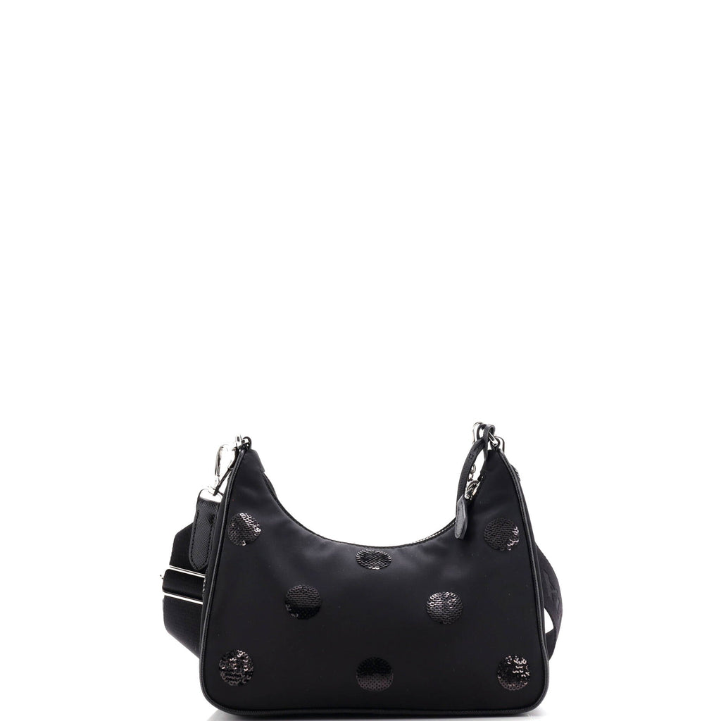 Re-Edition 2005 Shoulder Bag Sequin Embellished Tessuto Small