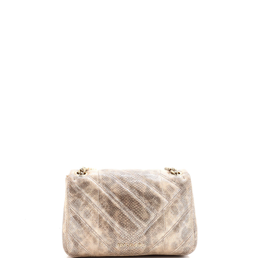 Serpenti Cabochon Shoulder Bag Diagonal Quilted Metallic Karung Small