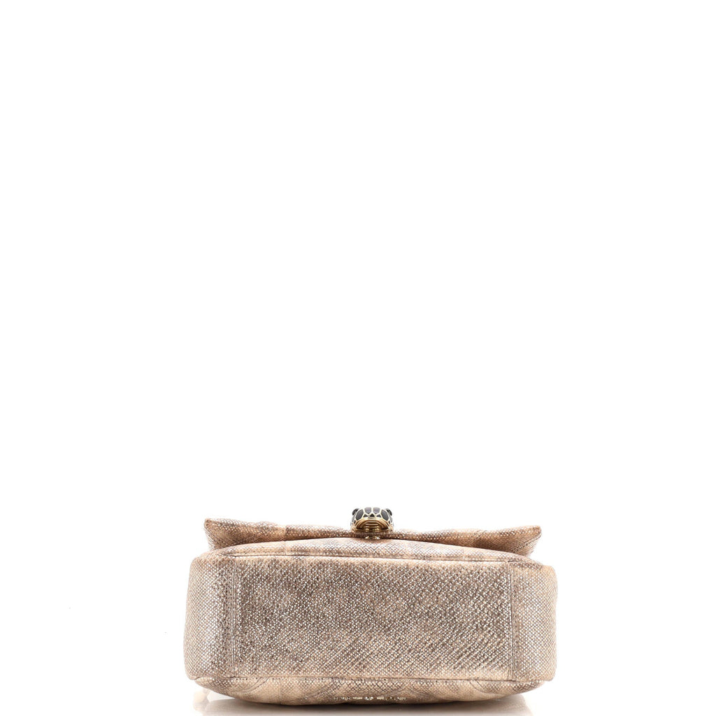Serpenti Cabochon Shoulder Bag Diagonal Quilted Metallic Karung Small