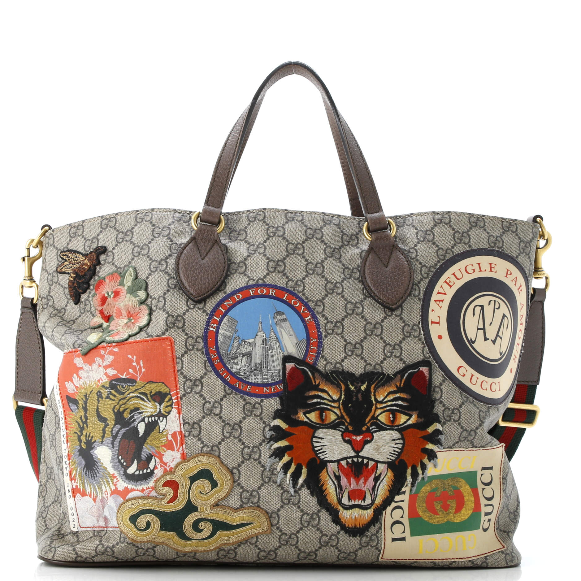 Courrier Convertible Soft Open Tote GG Coated Canvas with Applique Large