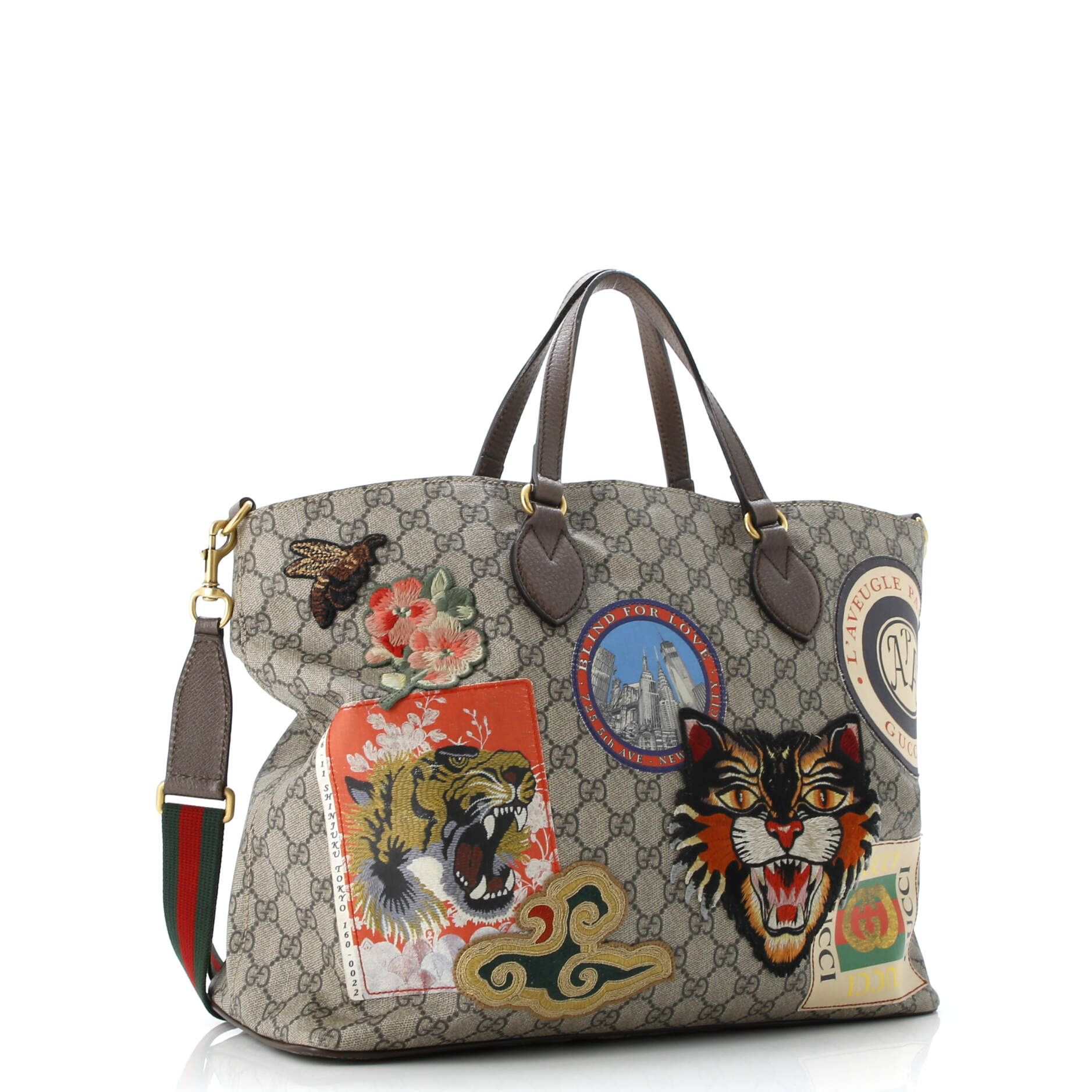 Courrier Convertible Soft Open Tote GG Coated Canvas with Applique Large