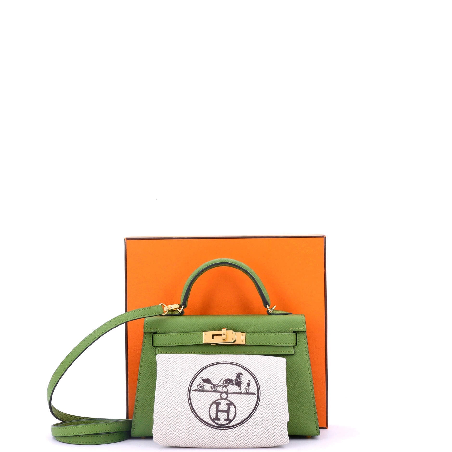 Kelly Mini II Bag Vert Yucca Epsom with Gold Hardware 20