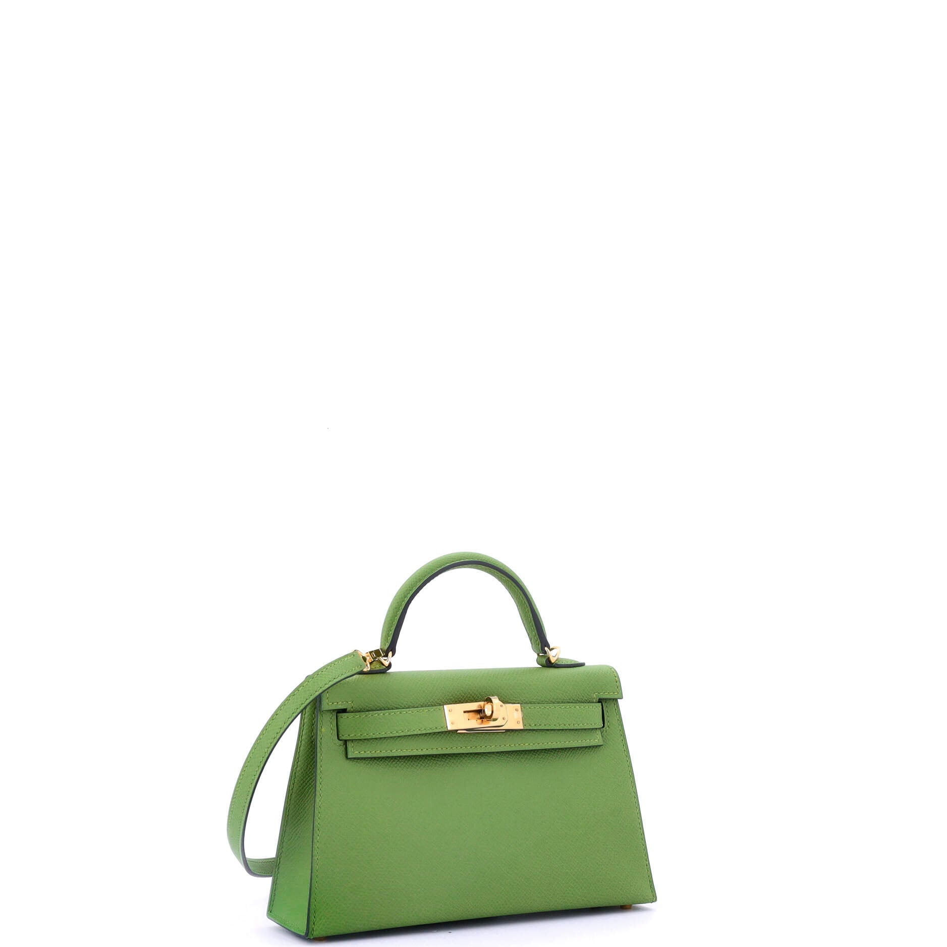 Kelly Mini II Bag Vert Yucca Epsom with Gold Hardware 20