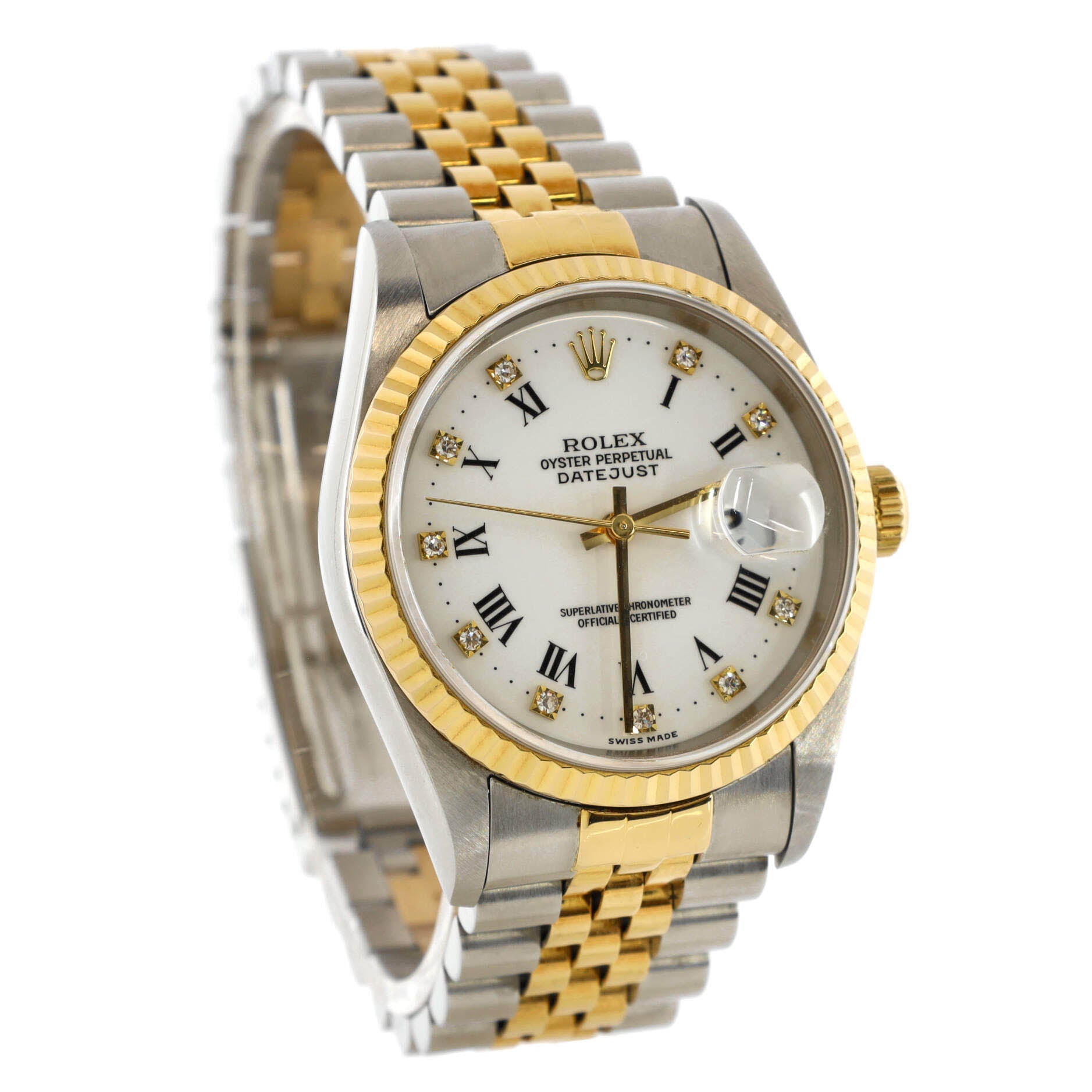 Oyster Perpetual Datejust Automatic Watch Stainless Steel and Yellow Gold with Diamond Markers 36
