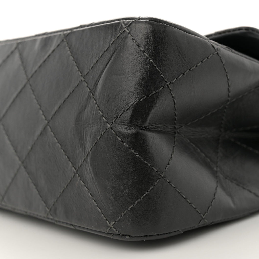 Aged Calfskin Quilted 2.55 Reissue 227 Flap Dark Grey