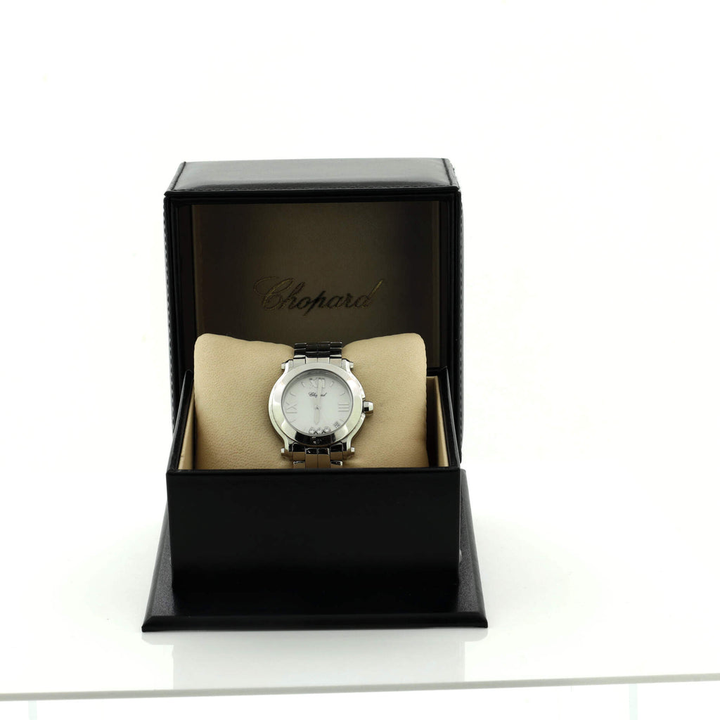 Happy Sport Quartz Watch Stainless Steel with 3 Floating Diamonds 33