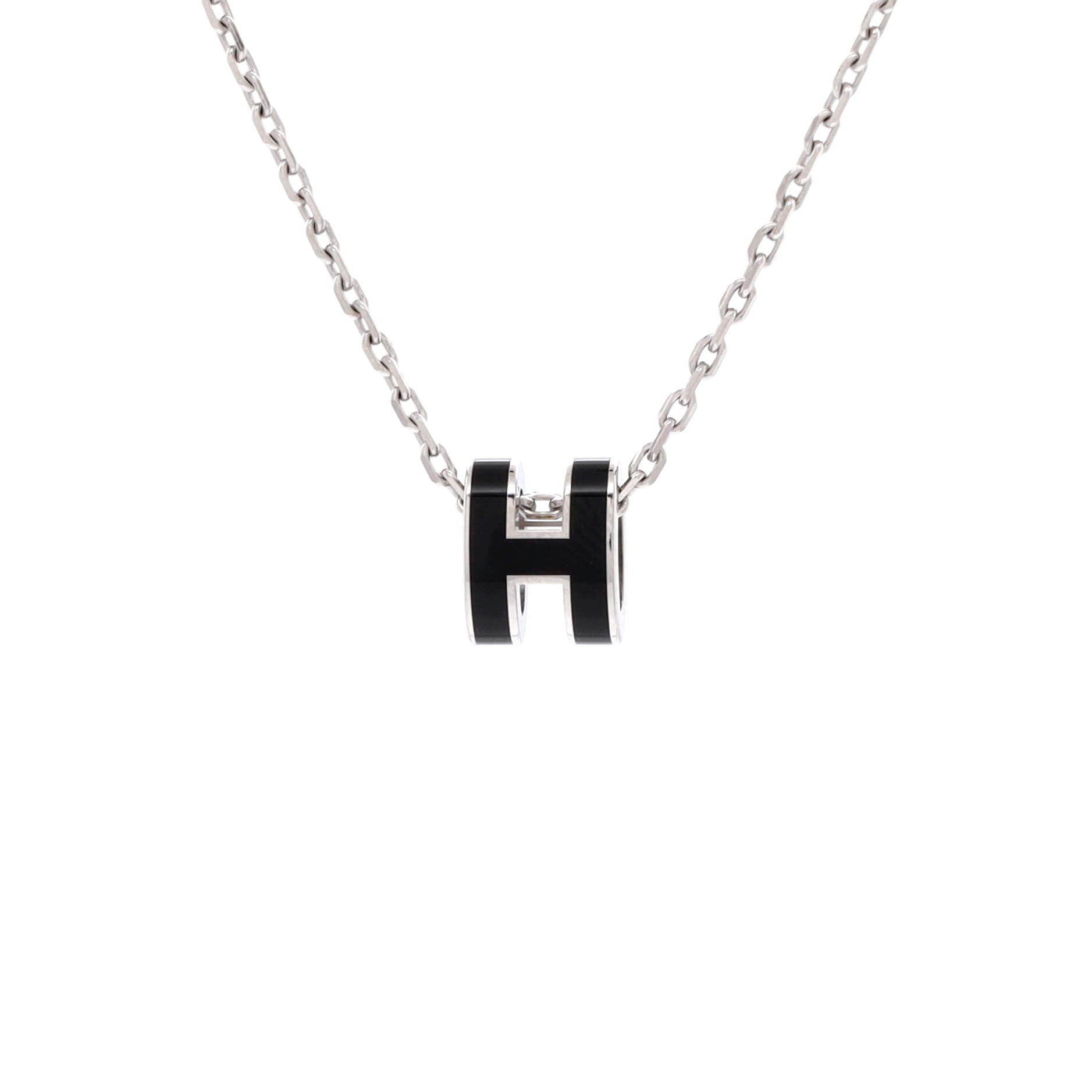 Pop H Pendant Chain Necklace Metal and Enamel Mini