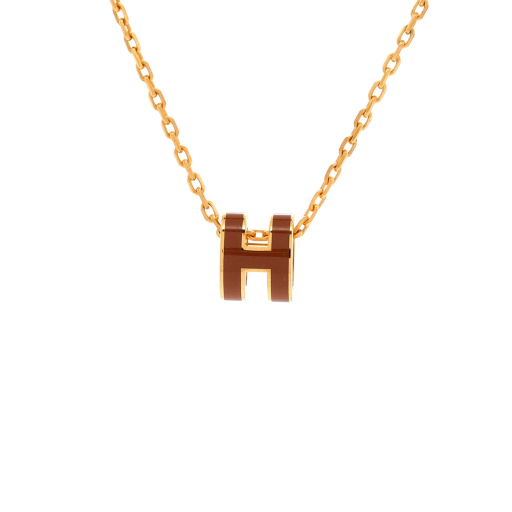 Pop H Pendant Chain Necklace Metal and Enamel Mini
