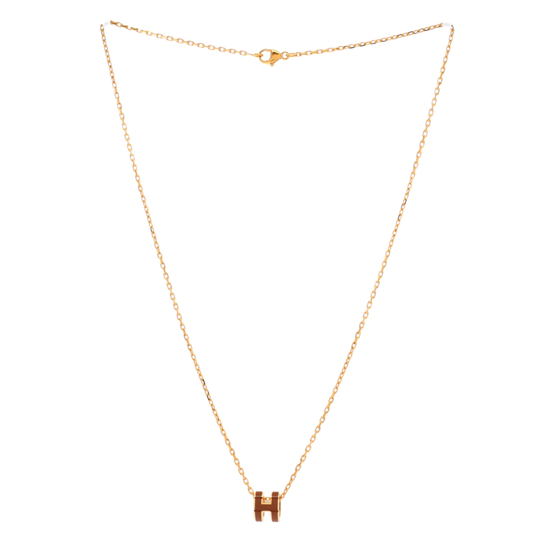 Pop H Pendant Chain Necklace Metal and Enamel Mini