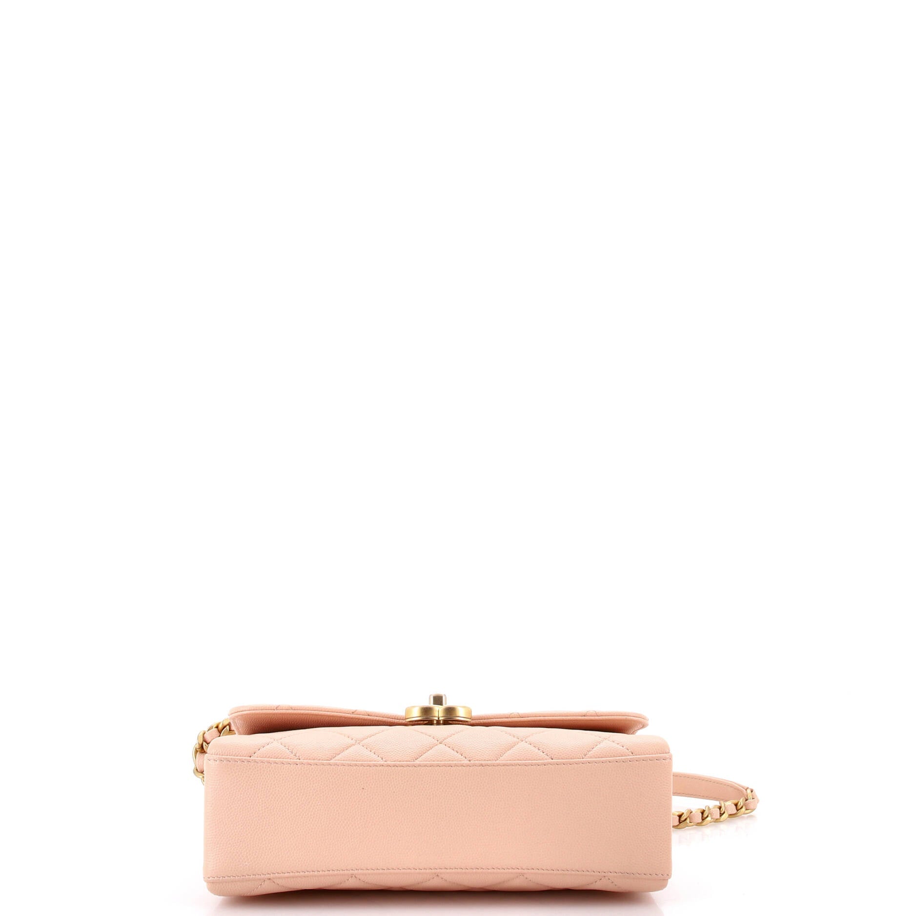 Carry Me Top Handle Flap Bag Quilted Caviar Small