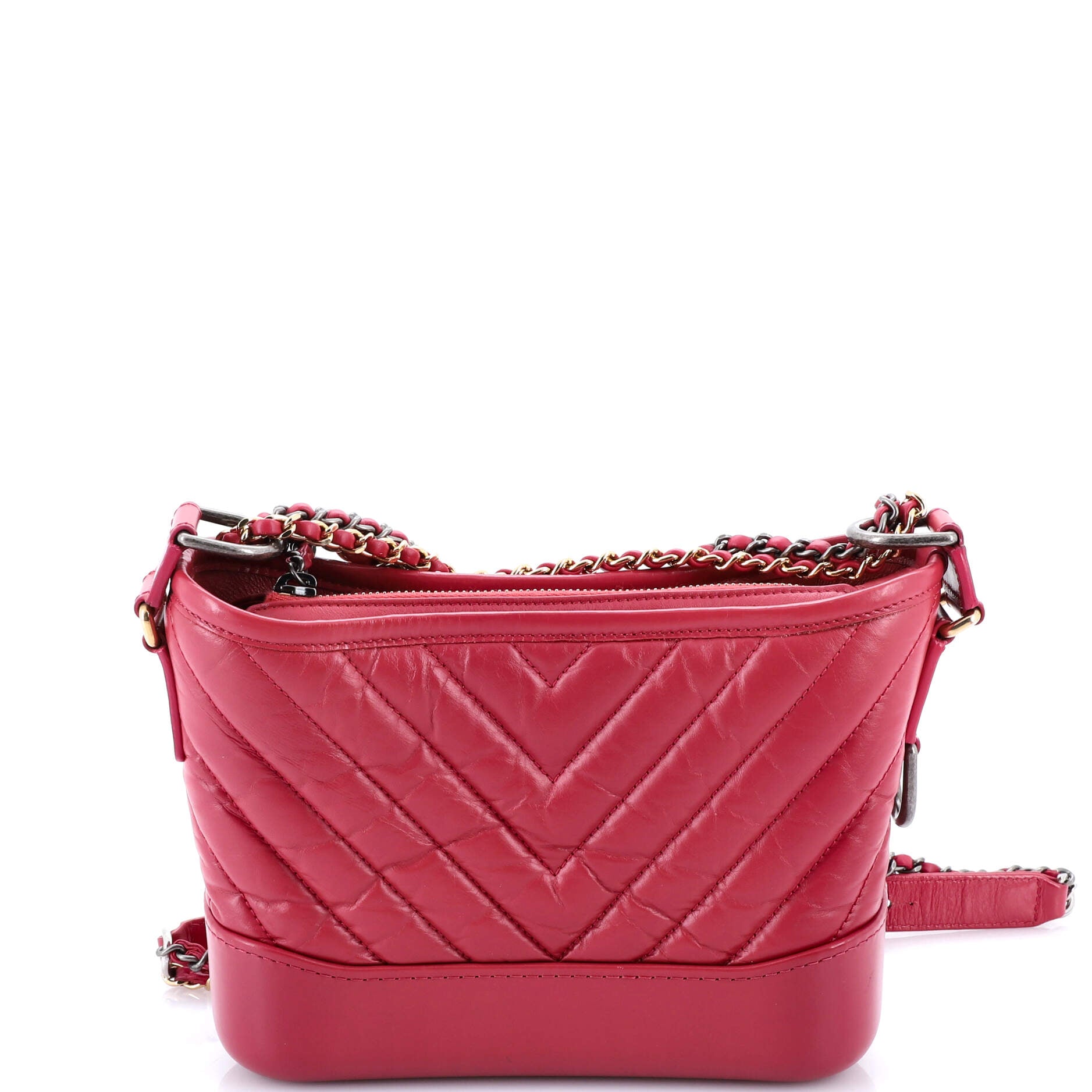 Gabrielle Hobo Chevron Aged Calfskin Small