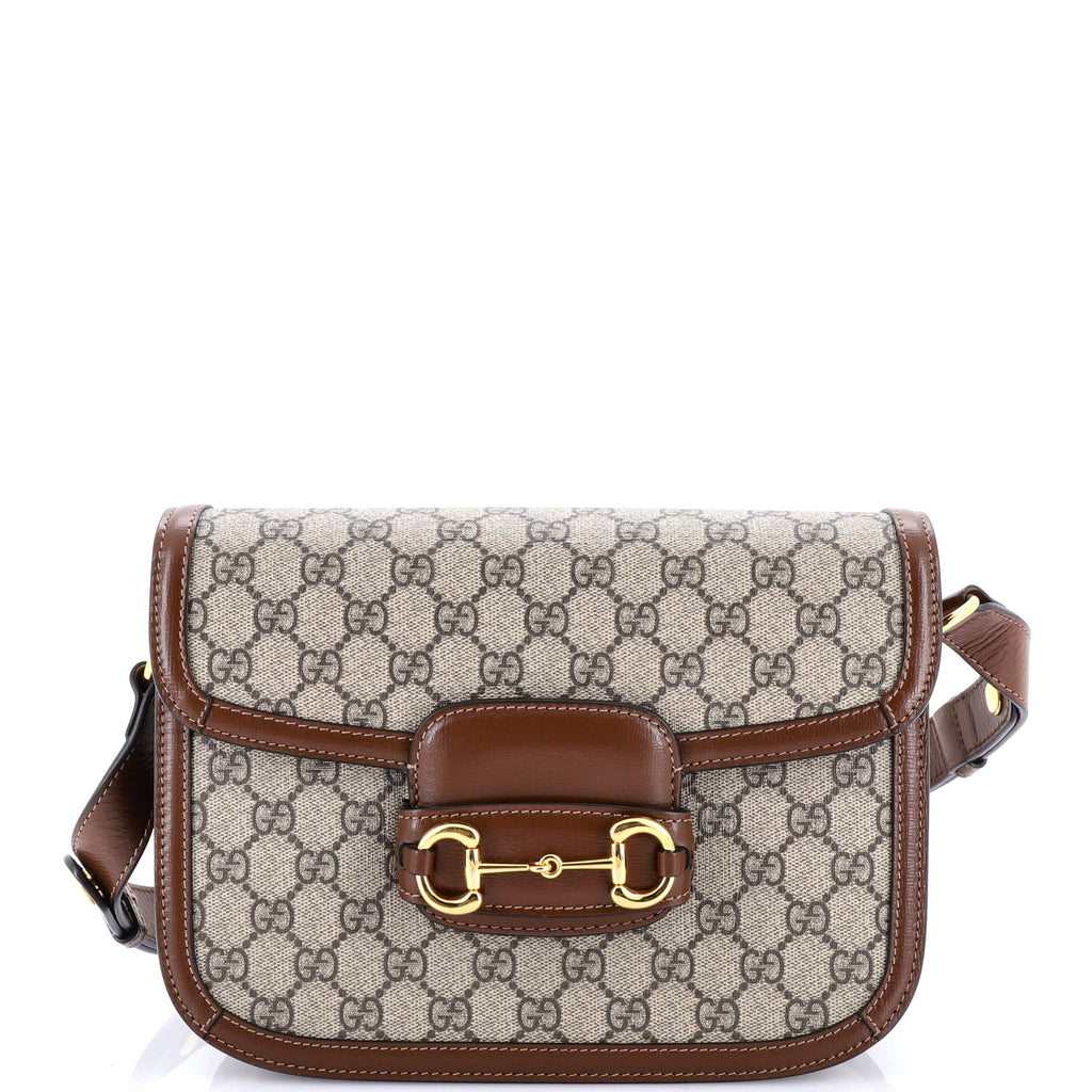 Horsebit 1955 Shoulder Bag GG Coated Canvas with Leather Small