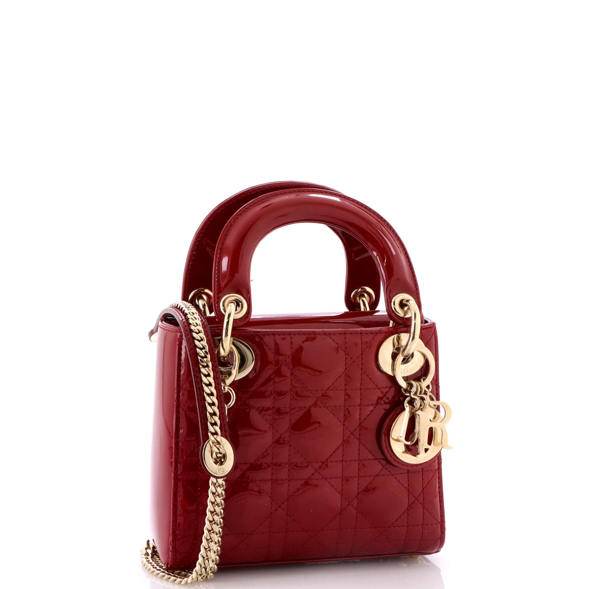 Lady Dior Chain Bag Cannage Quilt Patent Mini