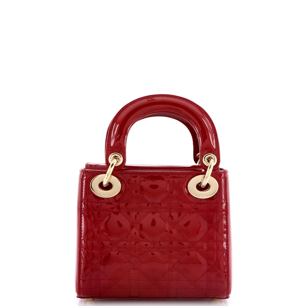 Lady Dior Chain Bag Cannage Quilt Patent Mini