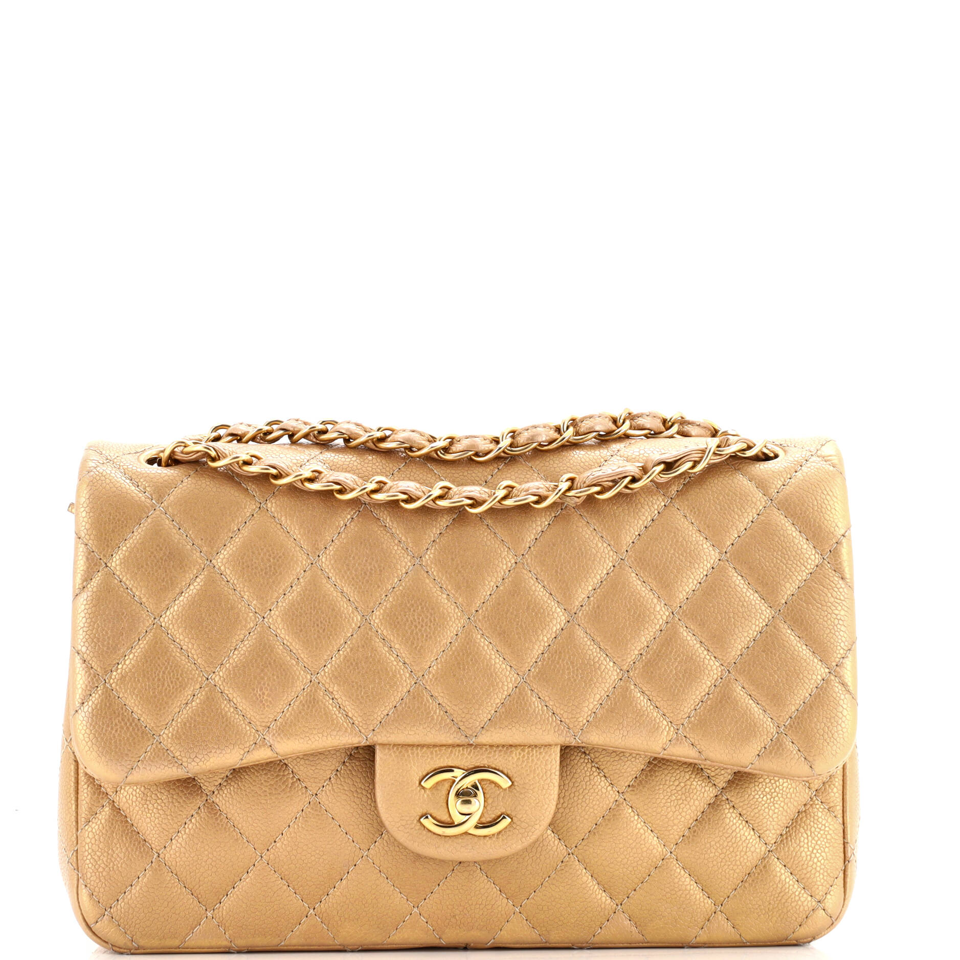 Classic Double Flap Bag Quilted Iridescent Caviar Jumbo