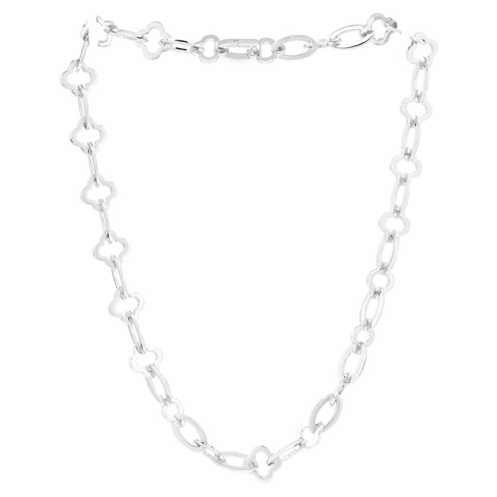 Byzantine Alhambra Chain Link Necklace 18K White Gold