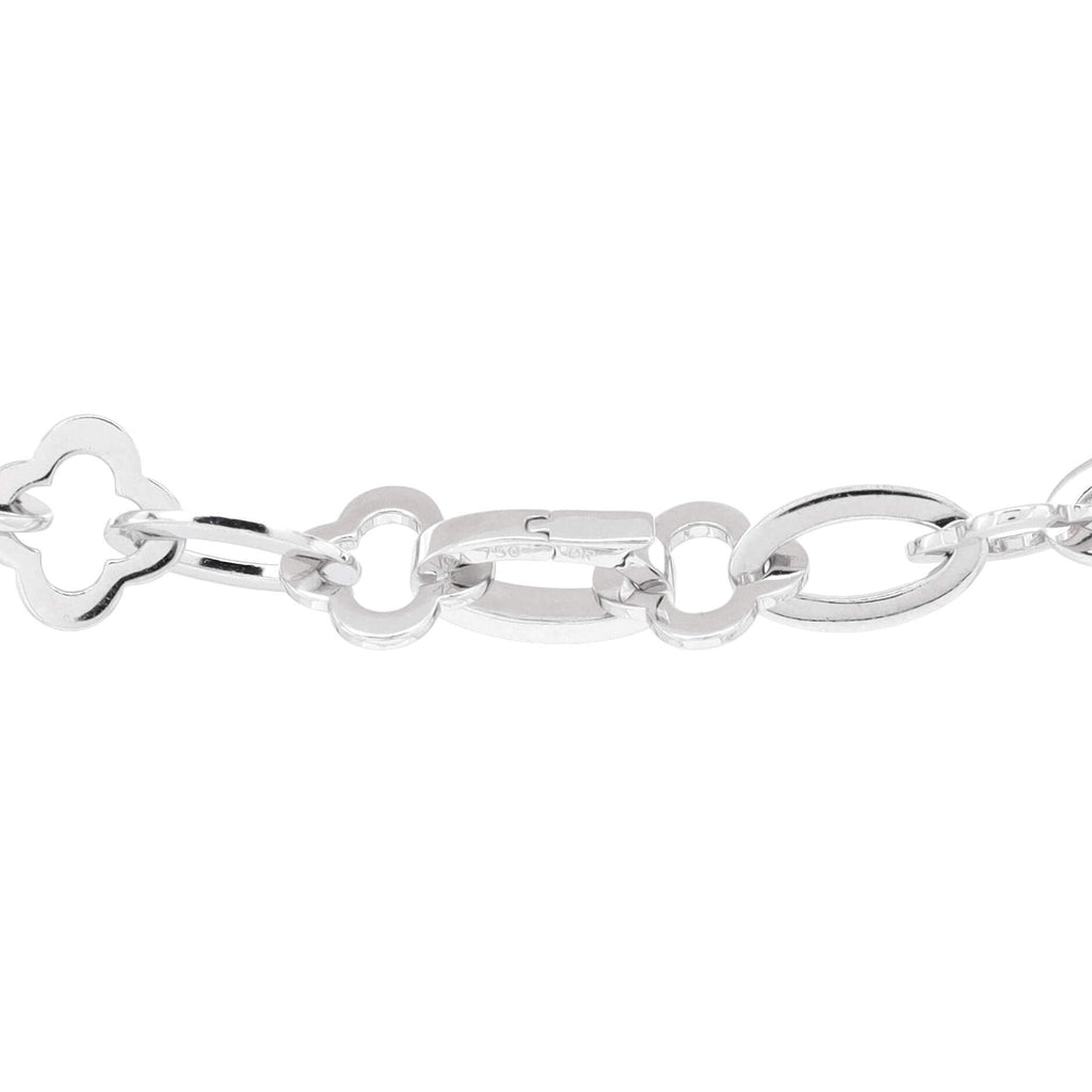 Byzantine Alhambra Chain Link Necklace 18K White Gold