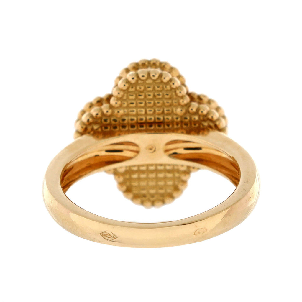 Vintage Alhambra Ring 18K Yellow Gold with Onyx and Diamond