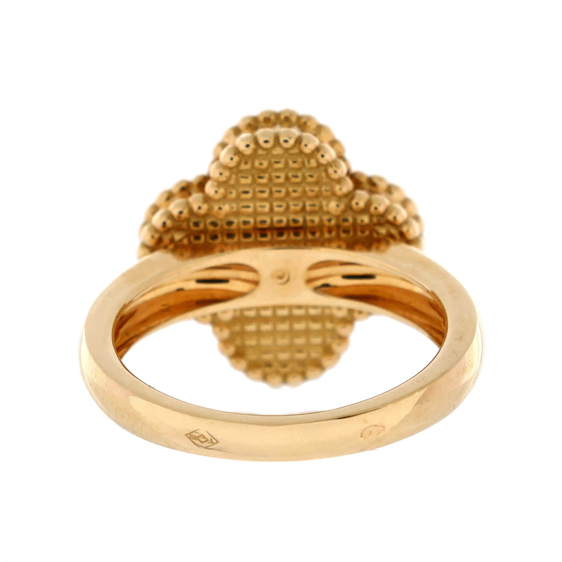 Vintage Alhambra Ring 18K Yellow Gold with Onyx and Diamond