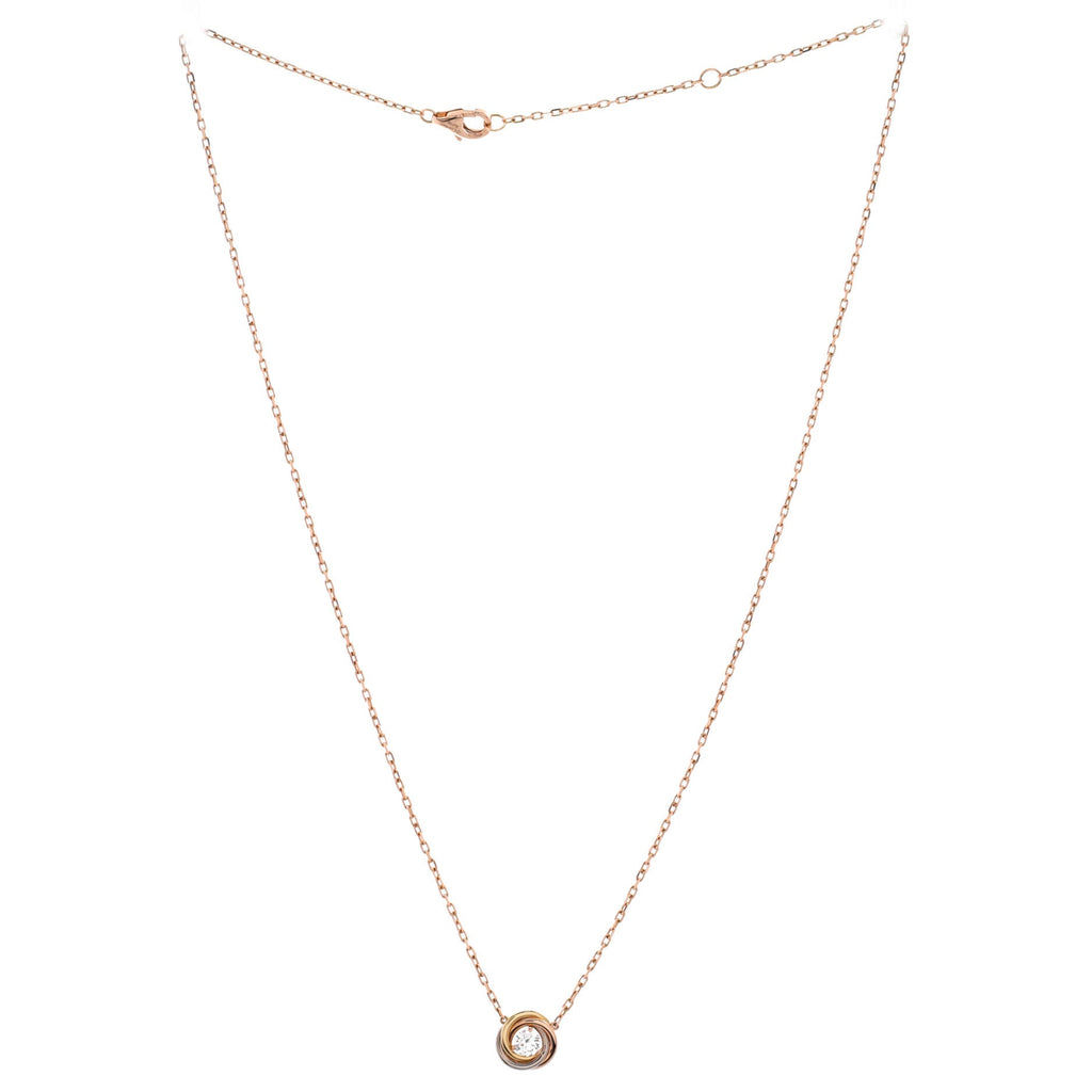 Trinity Diamond Pendant Necklace 18K Tricolor Gold and Diamond