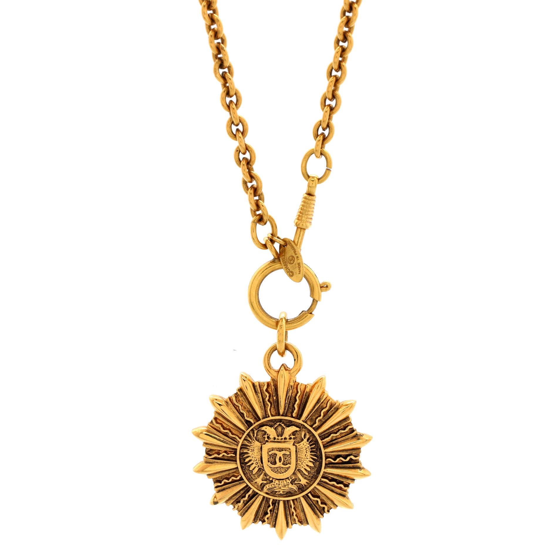 CC Medallion Pendant Necklace Metal
