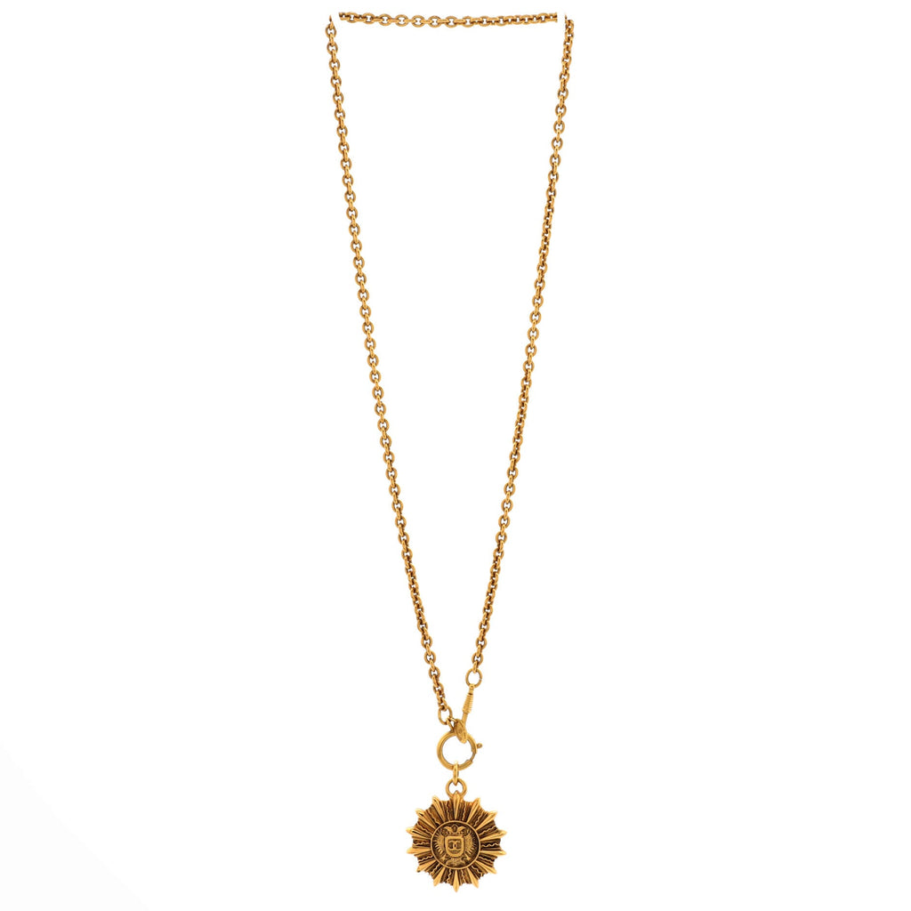 CC Medallion Pendant Necklace Metal