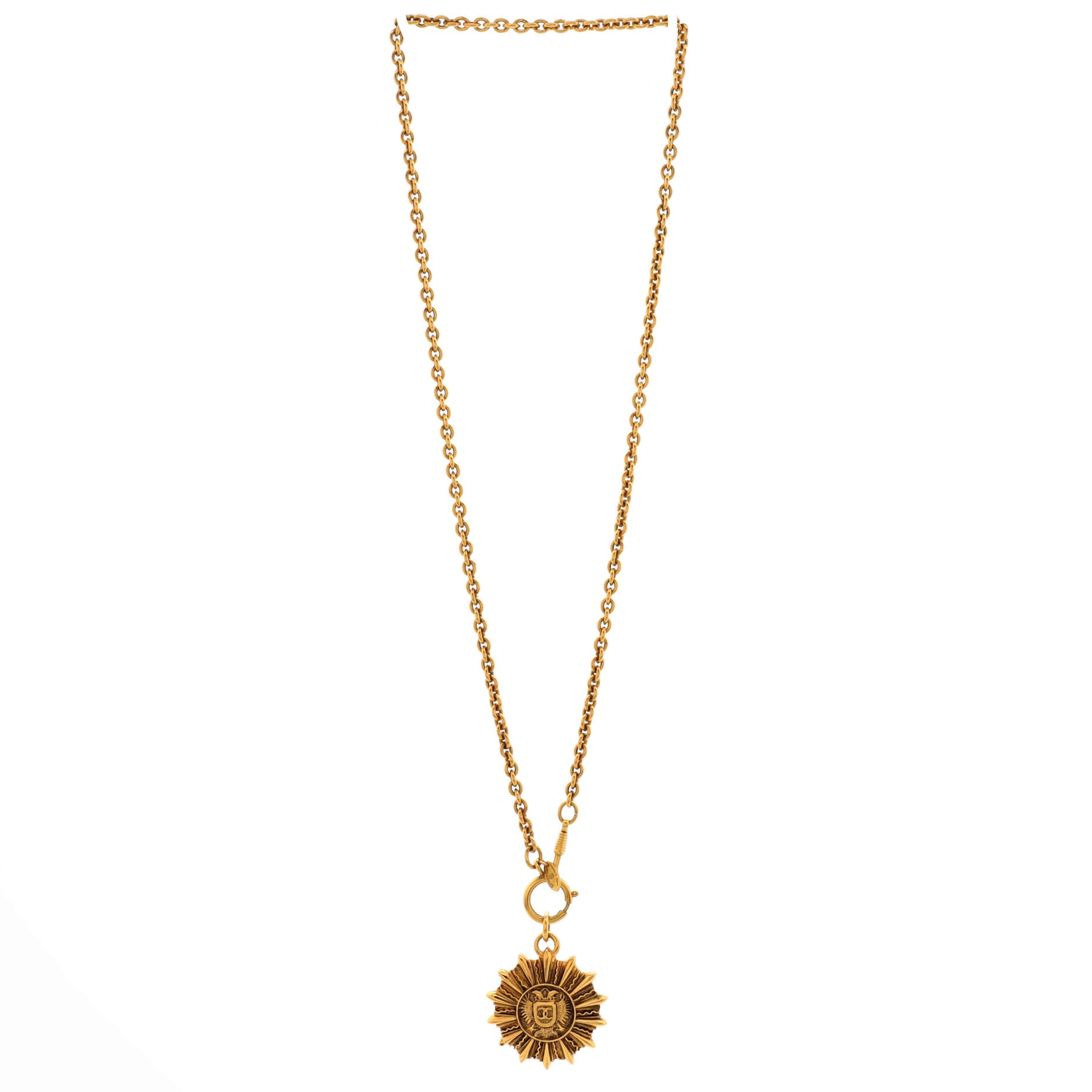 CC Medallion Pendant Necklace Metal