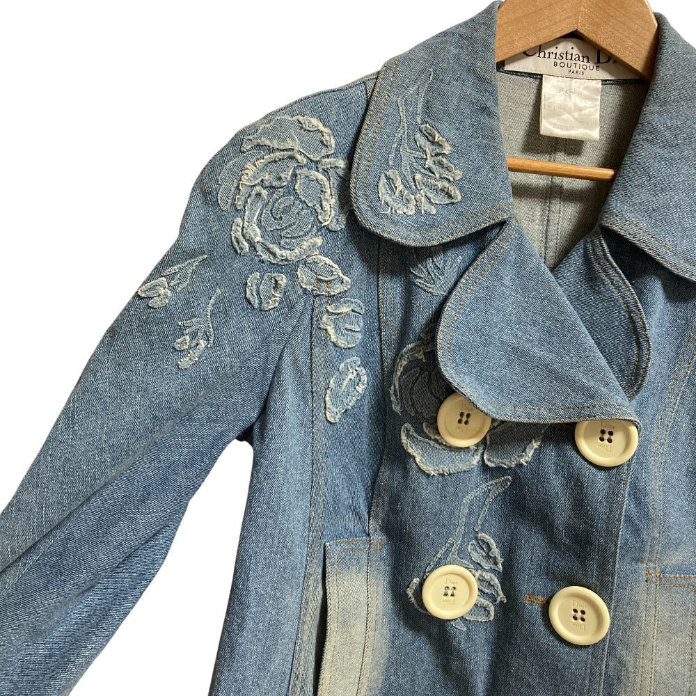 Christian Dior Denim Double-breasted Coat Cotton