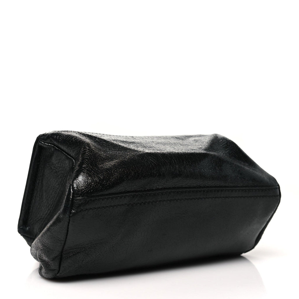 Crinkled Patent Deerskin Mini Pandora Black