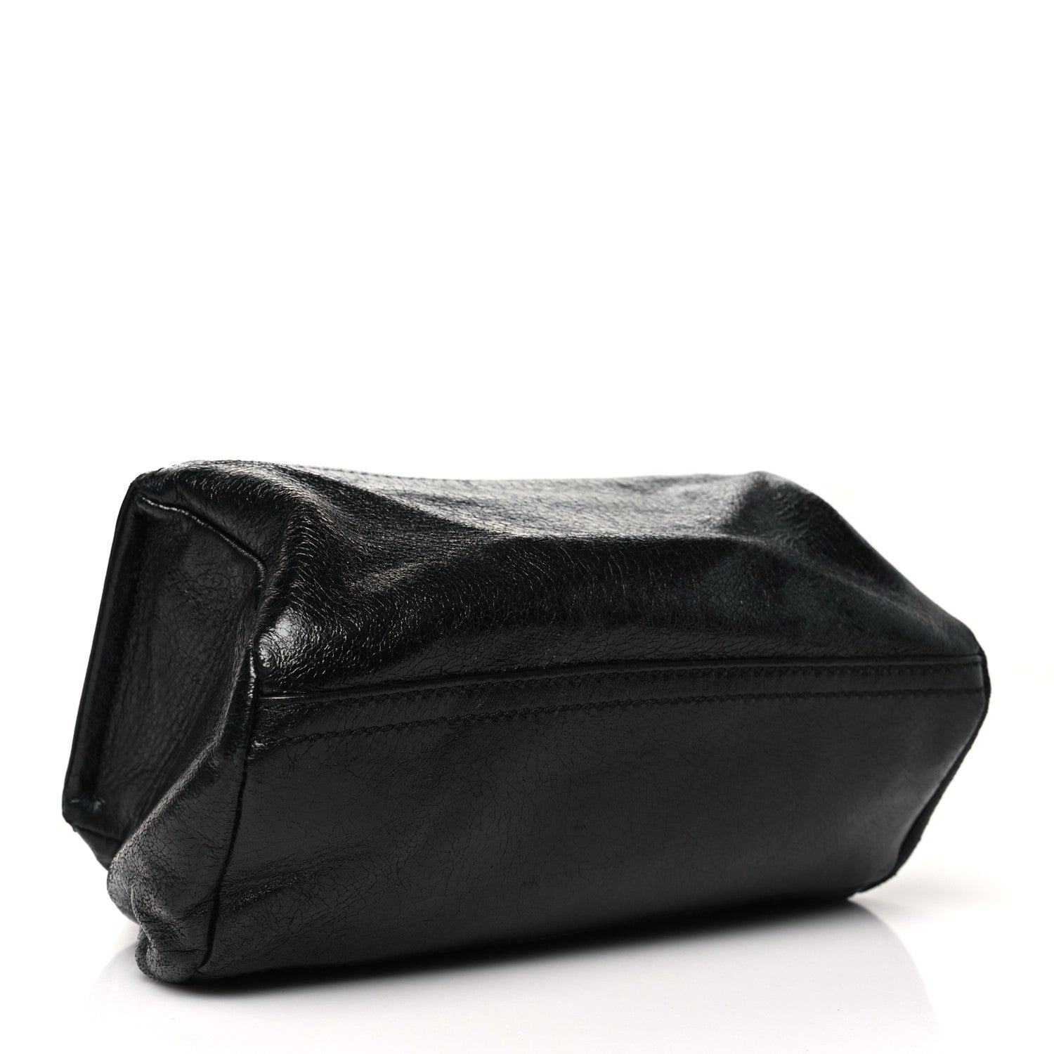 Crinkled Patent Deerskin Mini Pandora Black