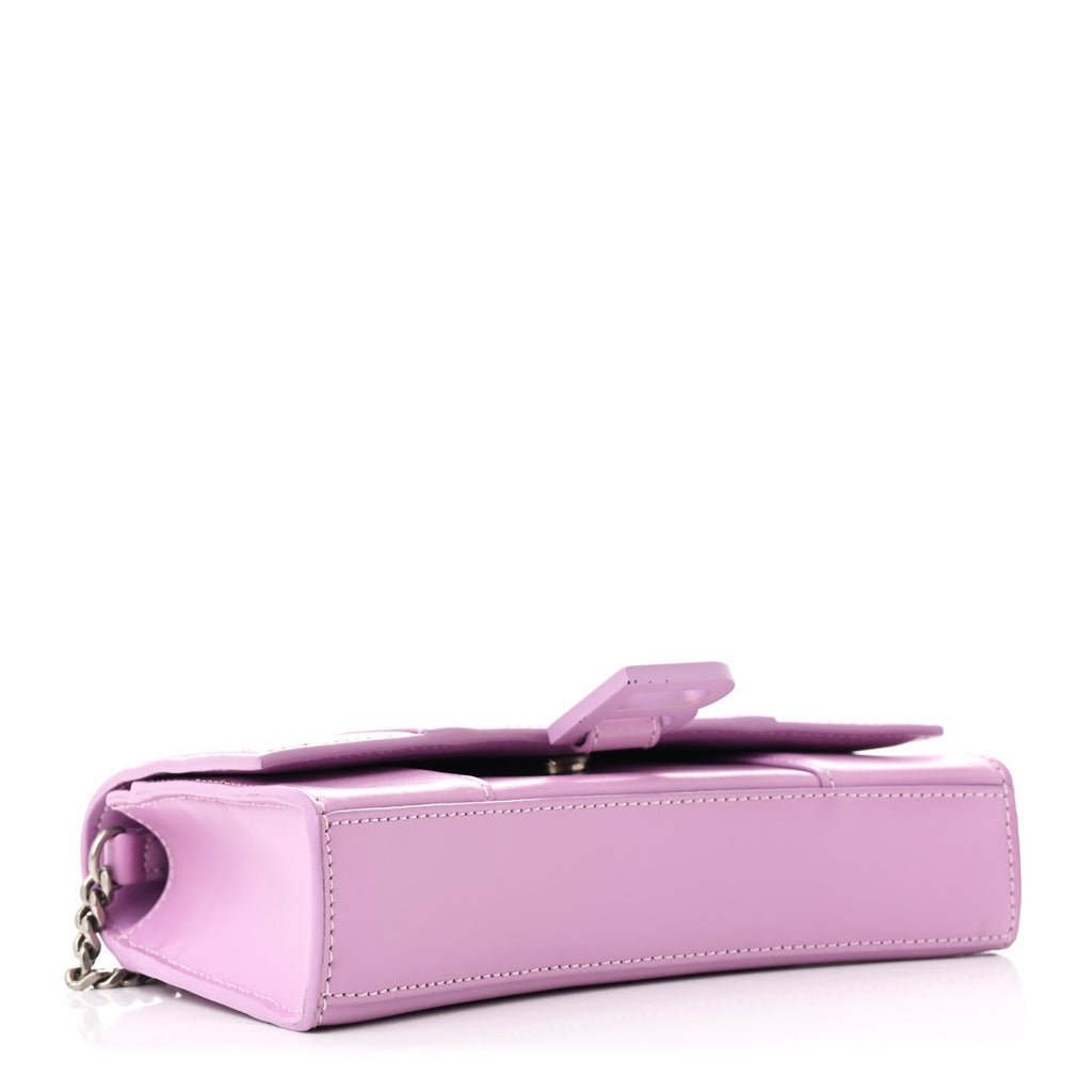 Shiny Box Calfskin Tonal B Hourglass Chain Bag Liliac