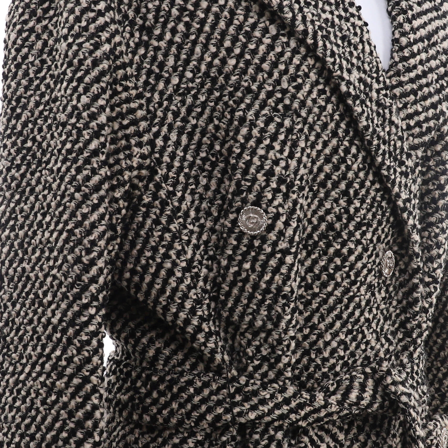 Women's Button Up Belted Long Coat Tweed